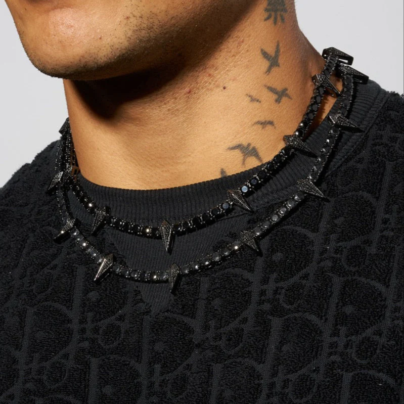 5mm PAVE SPIKE TENNIS CHAIN - BLACK