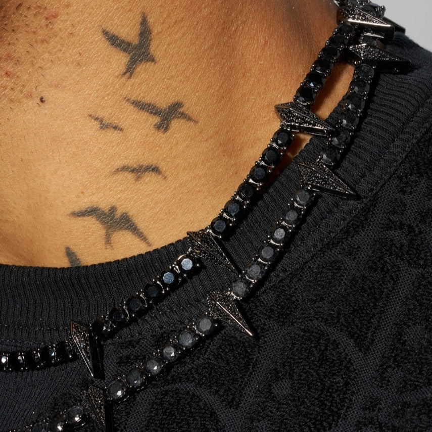 5mm PAVE SPIKE TENNIS CHAIN - BLACK - Image 2