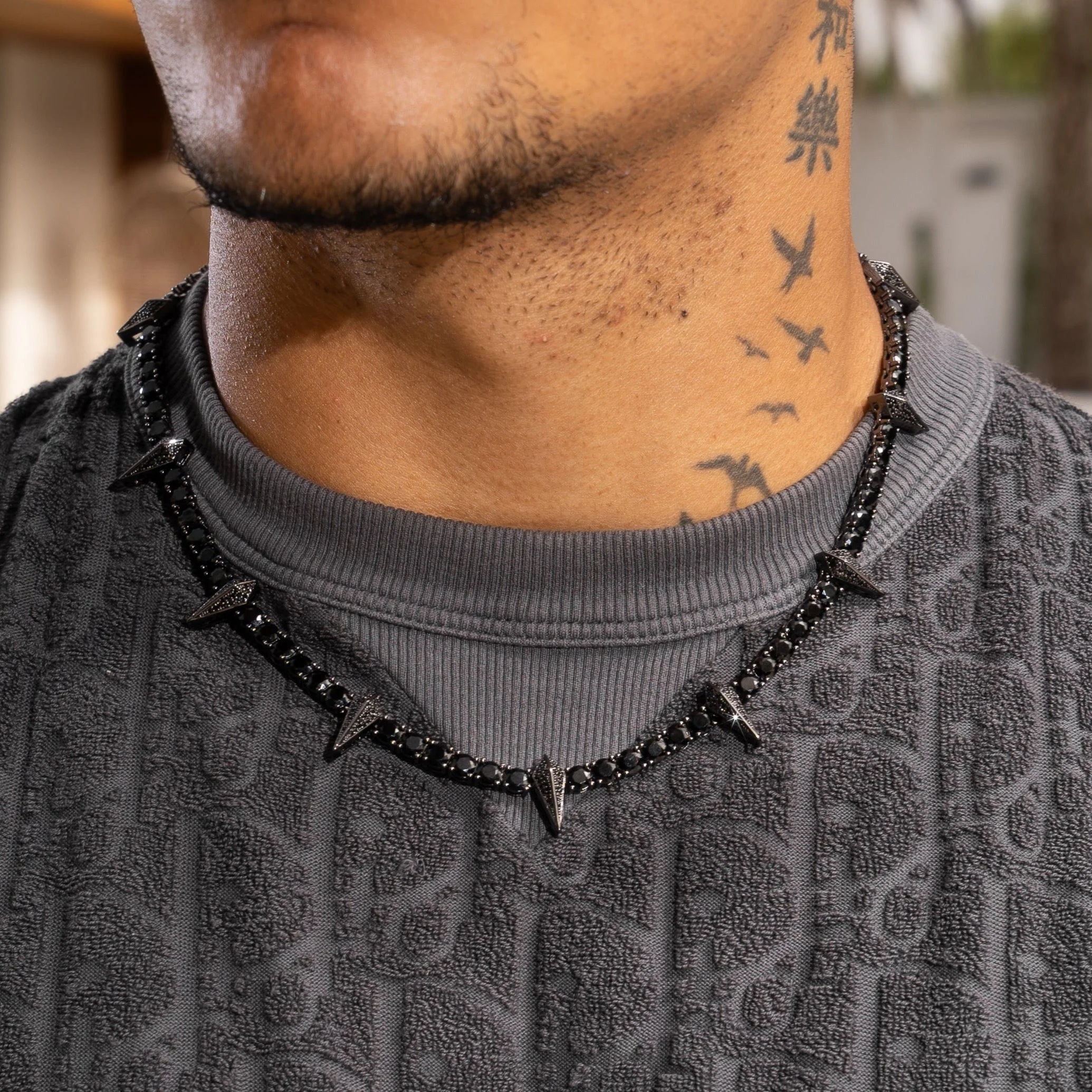 5mm PAVE SPIKE TENNIS CHAIN - BLACK - Image 3