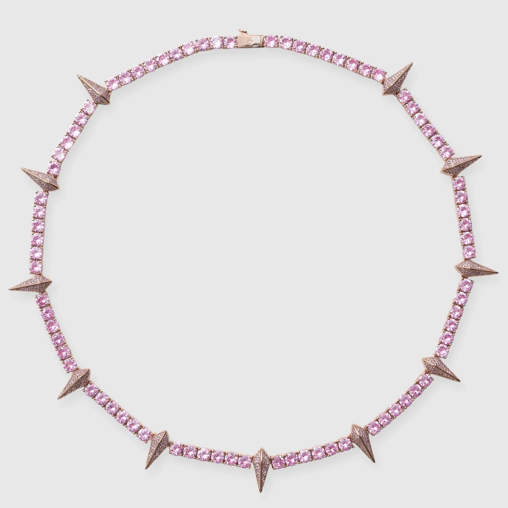 5mm PAVE SPIKE TENNIS CHAIN - PINK - Image 6