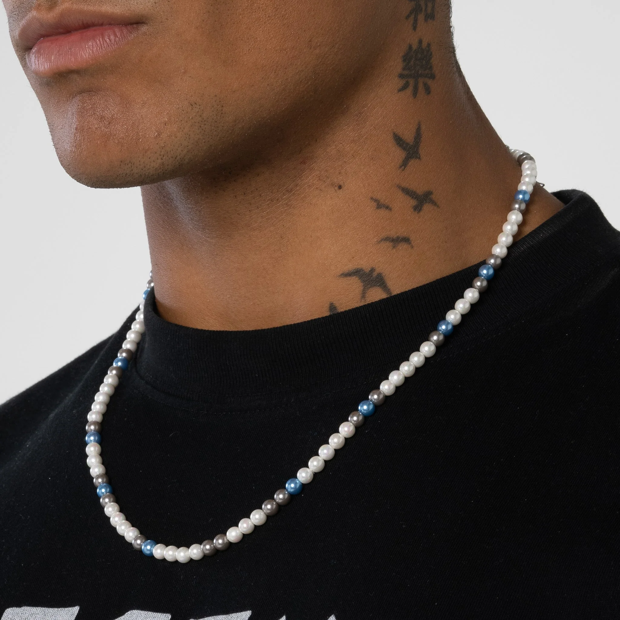 5mm Tri Tone Pearl Necklace - White Gold - Image 6