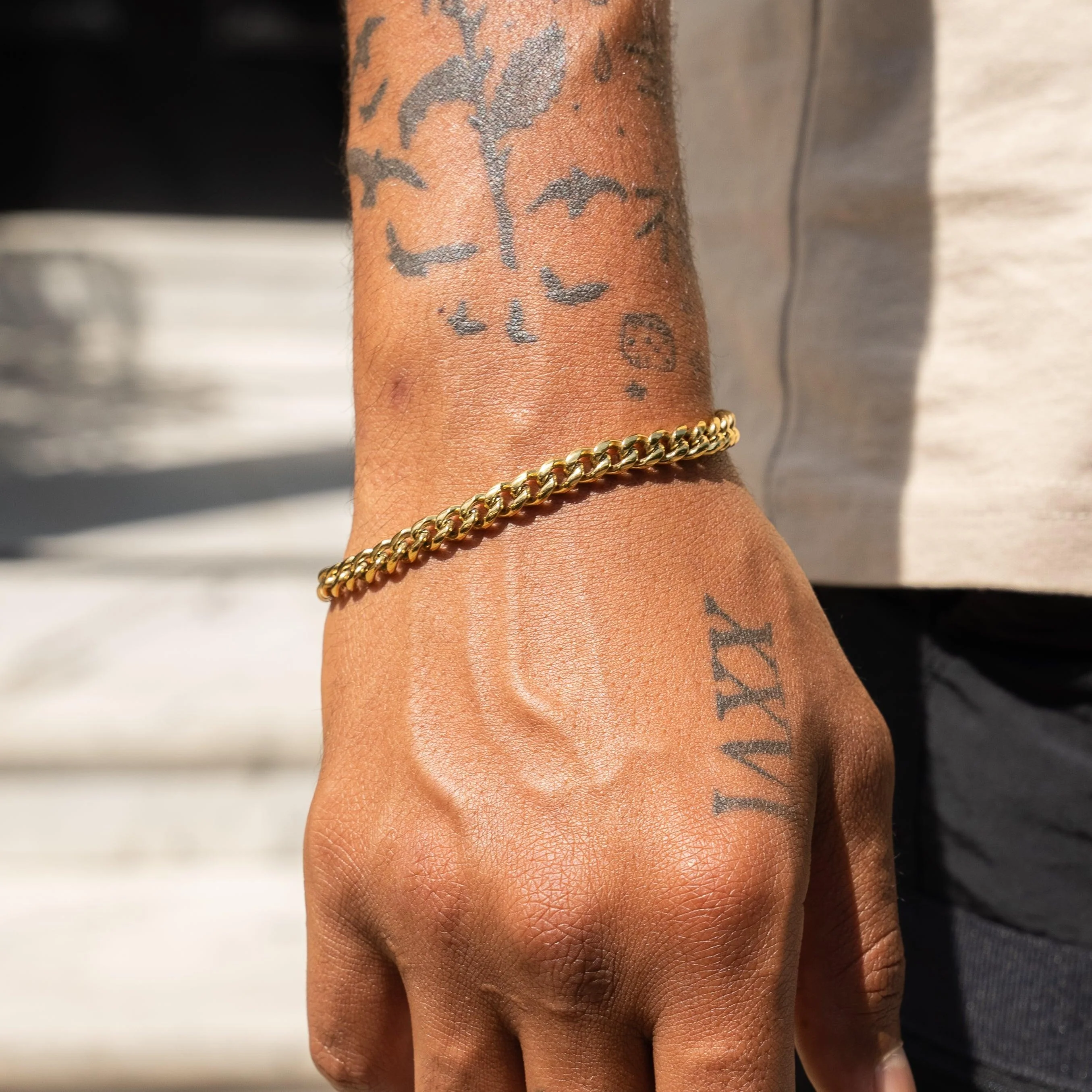 6mm Cuban Bracelet - Gold - Image 3