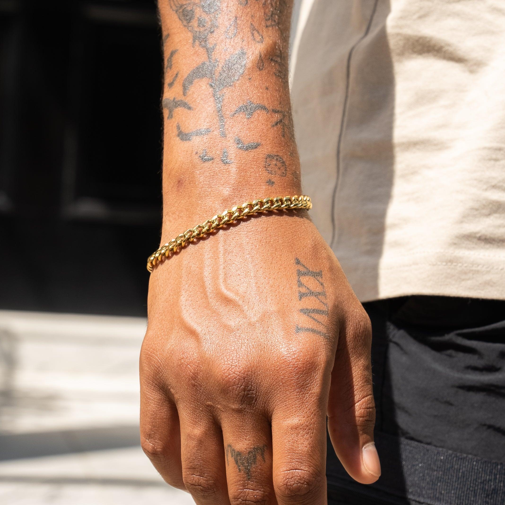 6mm Cuban Bracelet - Gold - Image 4