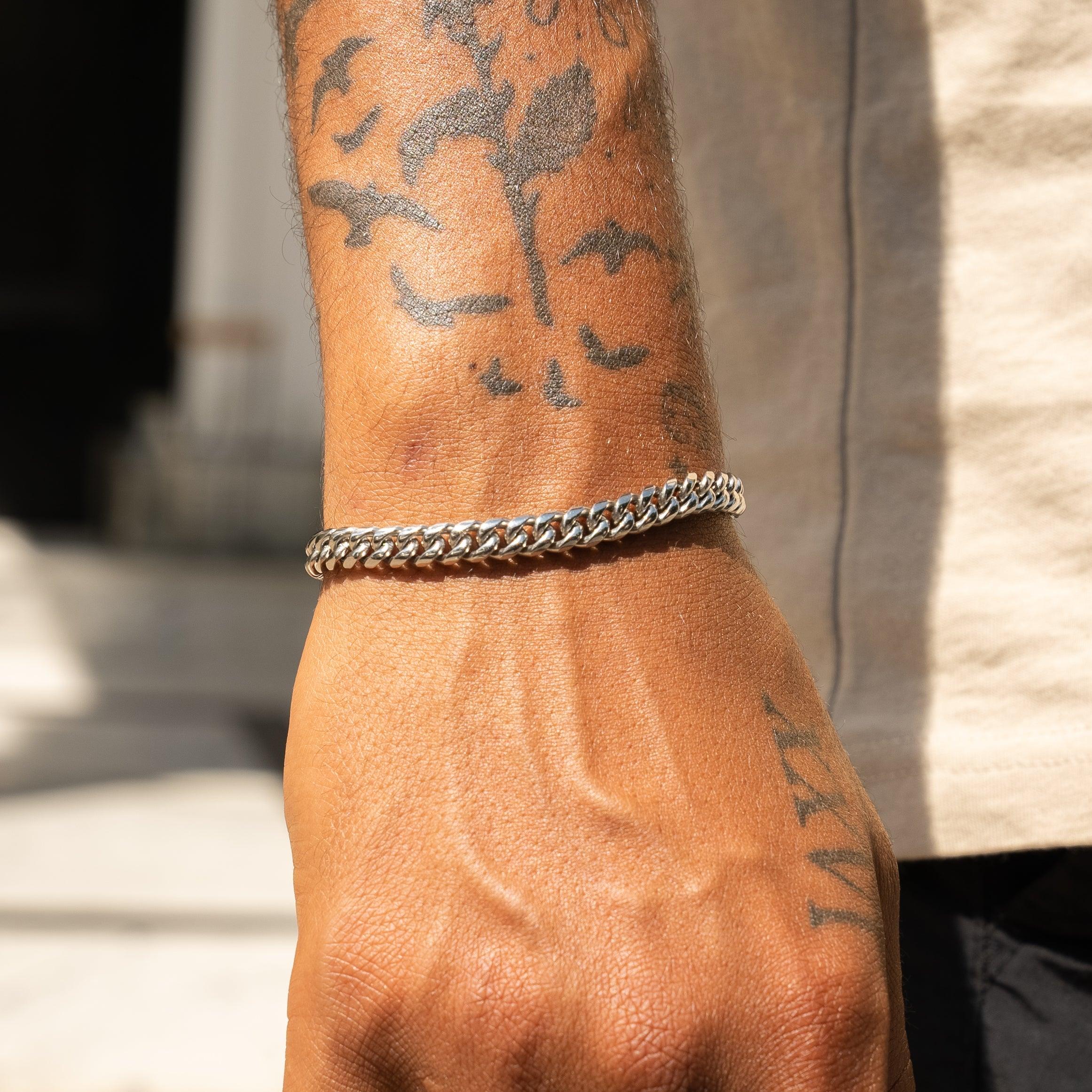 6mm Cuban Bracelet - White Gold - Image 3