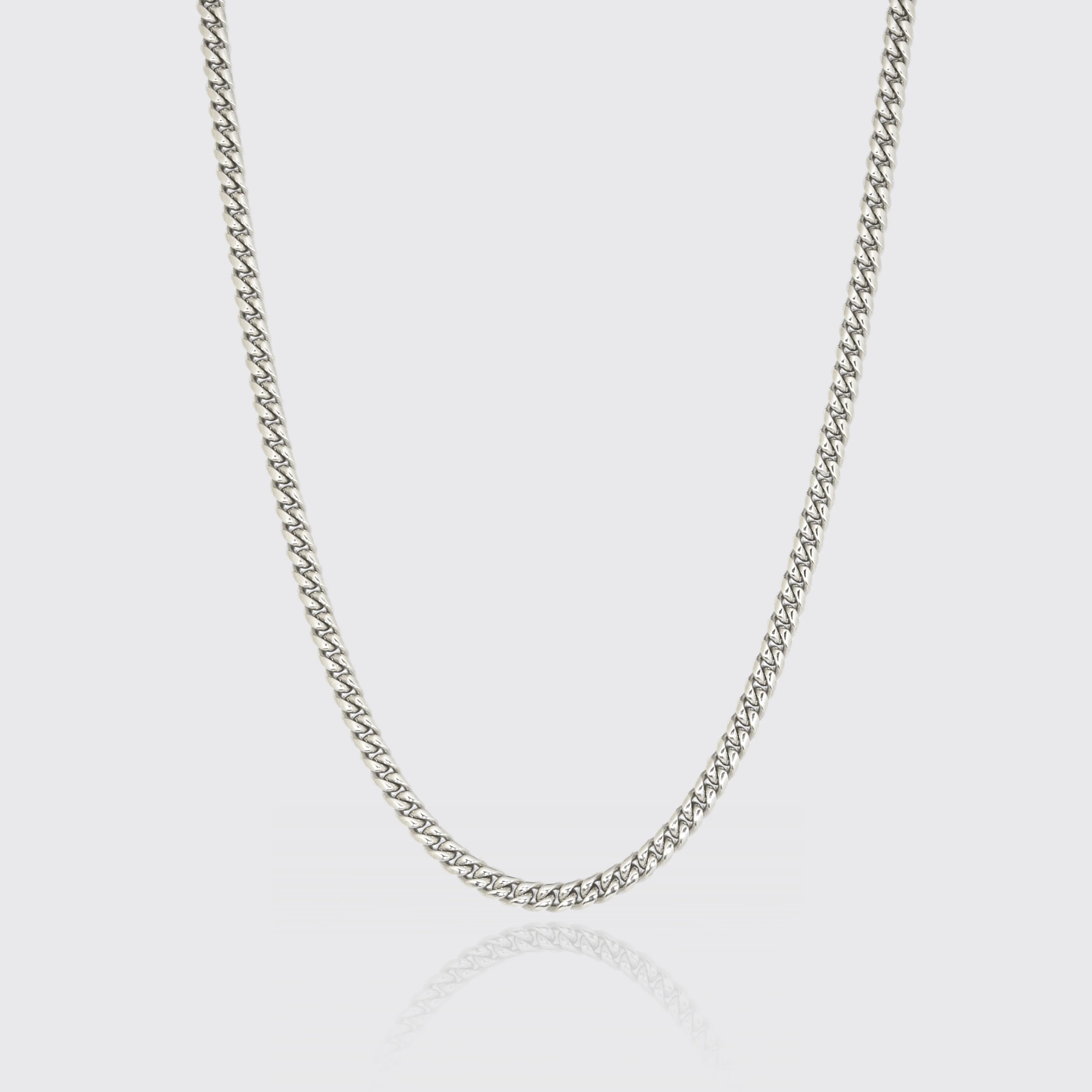 6mm Cuban Chain - White Gold