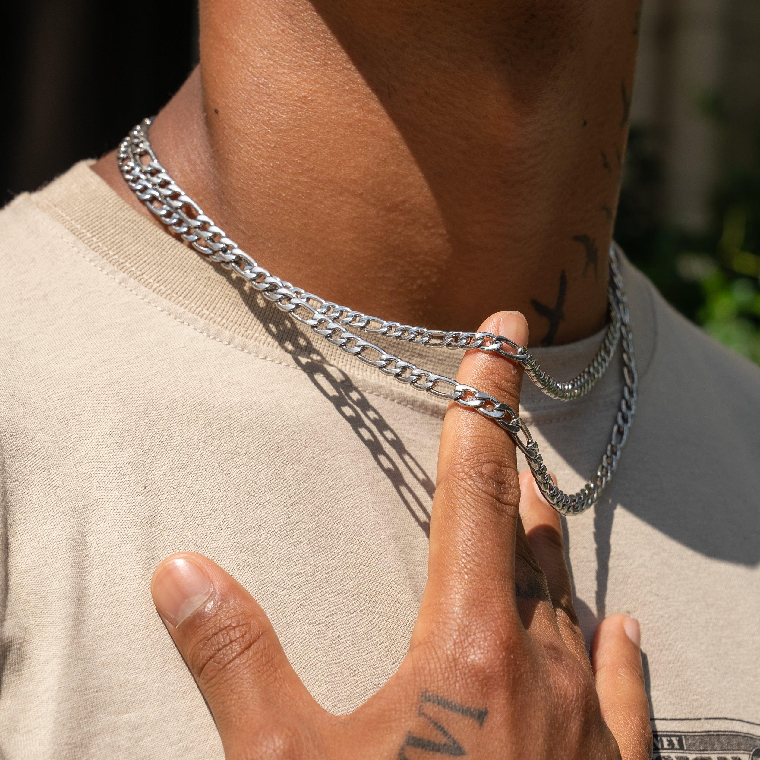 6mm Figaro Chain - White Gold - Image 2