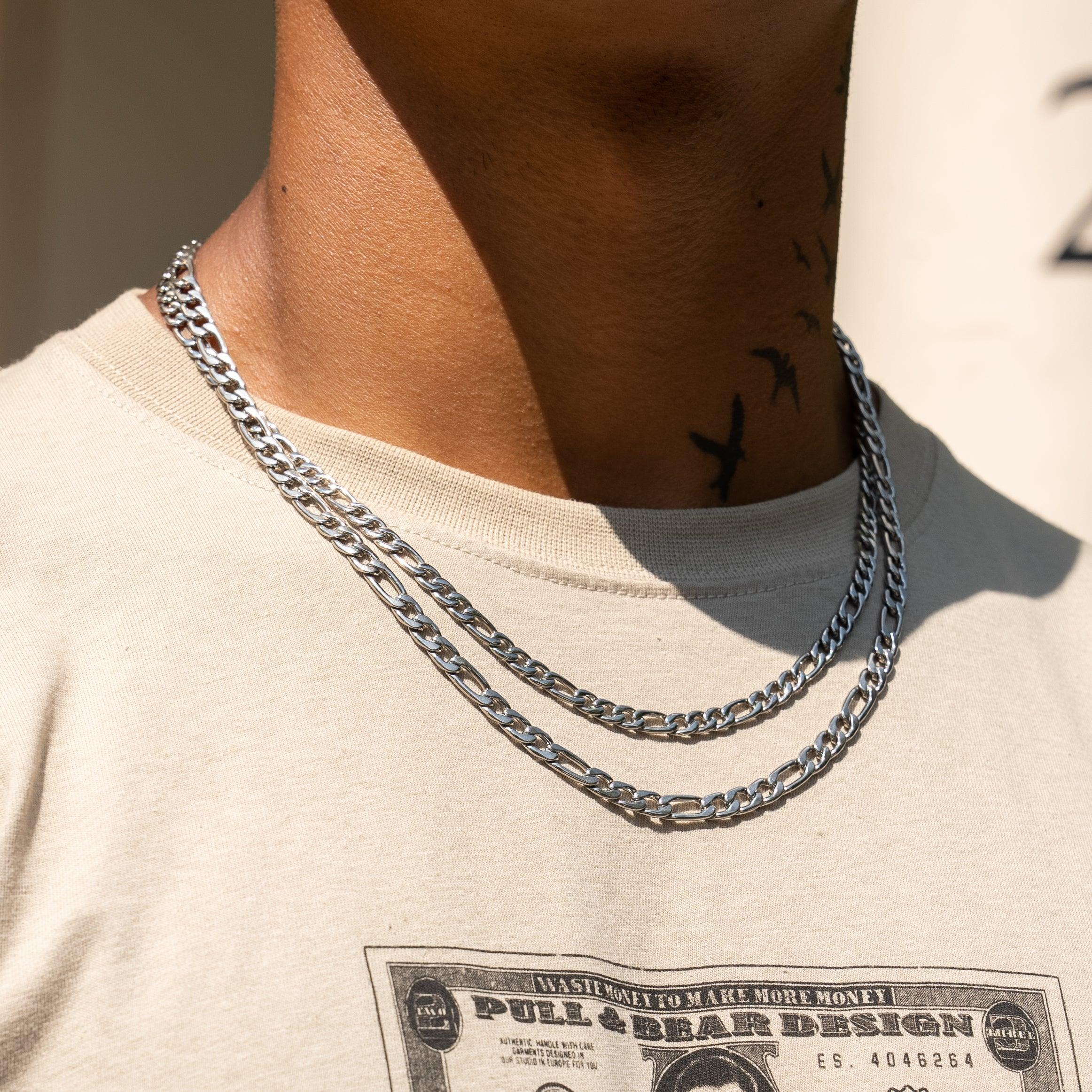 6mm Figaro Chain - White Gold - Image 3