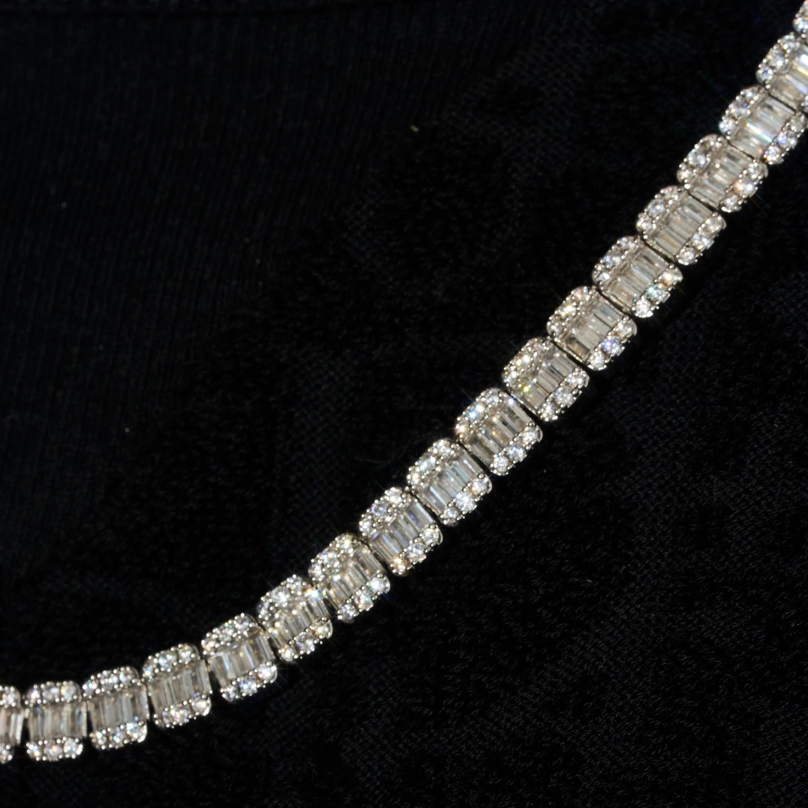 23CT 6MM Moissanite Baguette Tennis Chain - Silver - D Color - VVS1 - Image 3