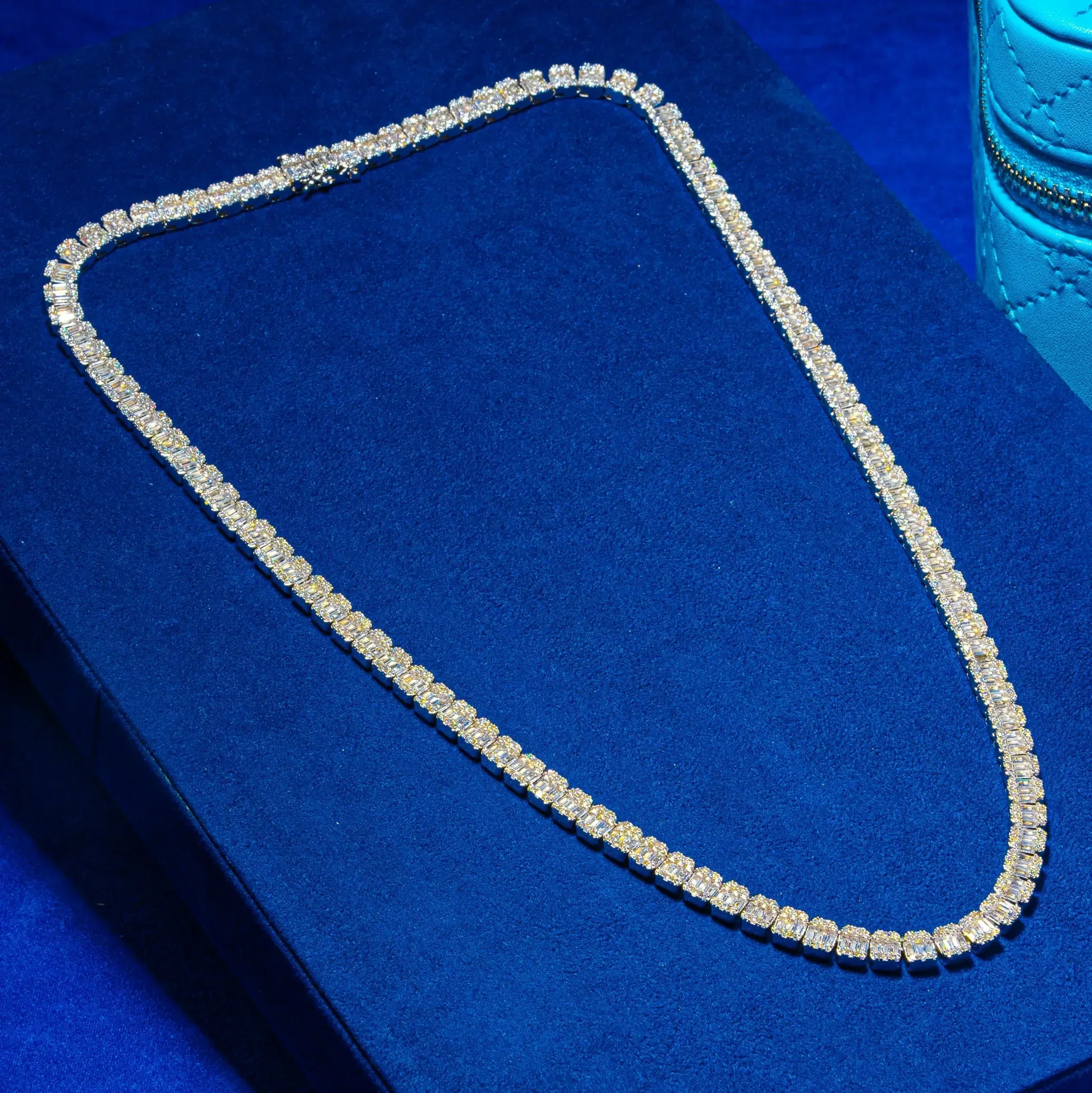 23CT 6MM Moissanite Baguette Tennis Chain - Silver - D Color - VVS1 - Image 4