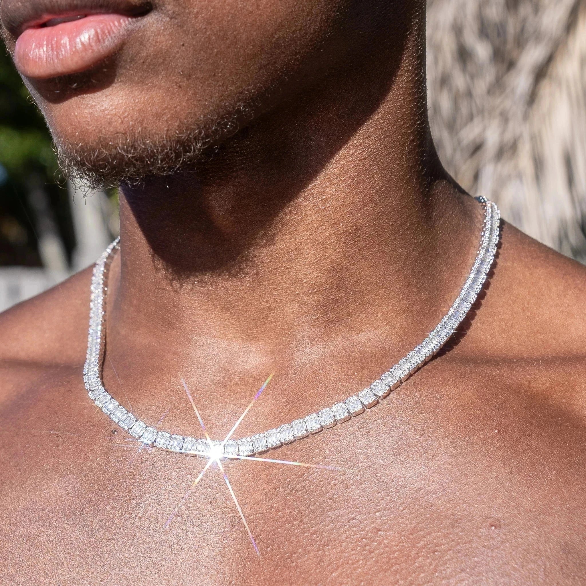 23CT 6MM Moissanite Baguette Tennis Chain - Silver - D Color - VVS1 - Image 5