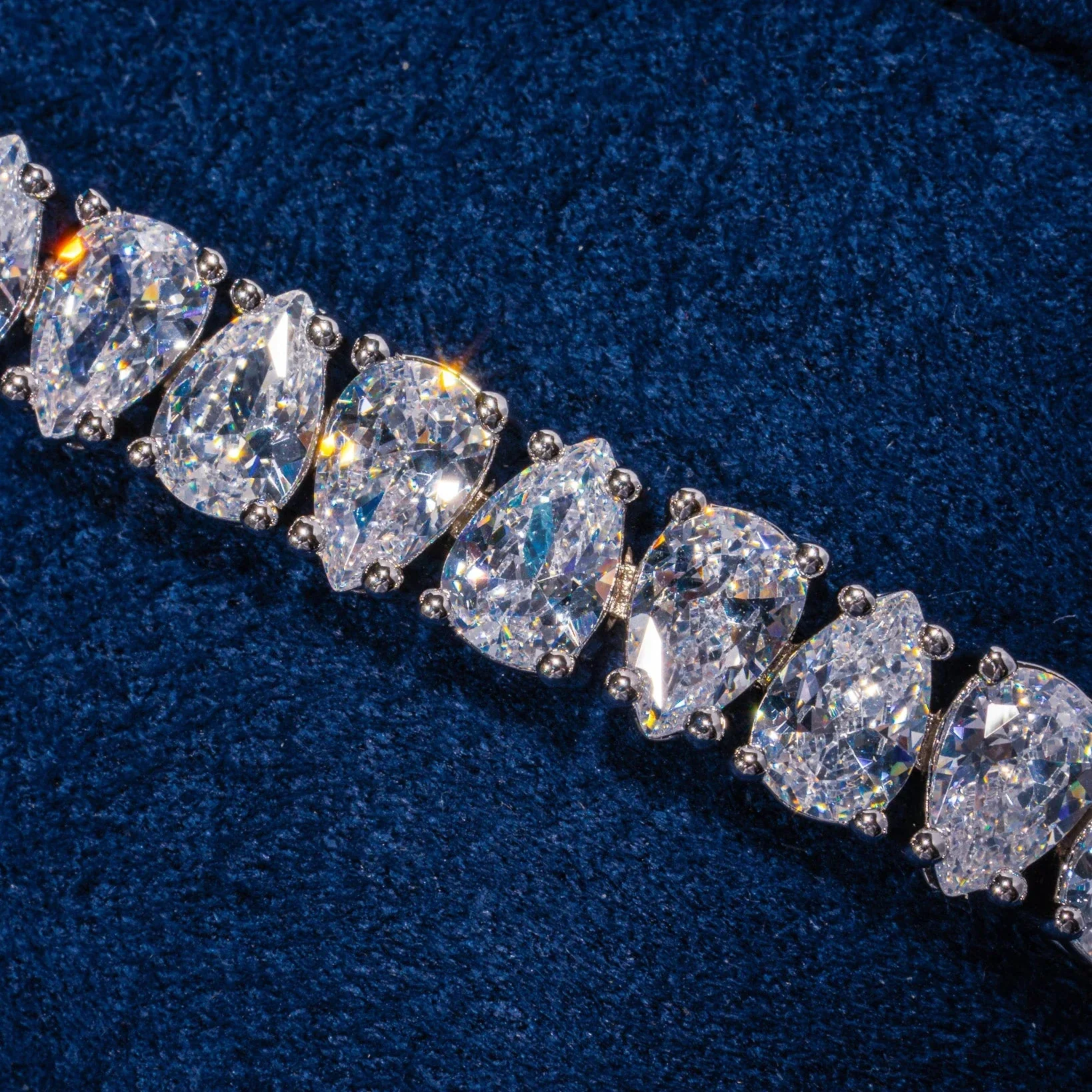 6MM Moissanite Pear Cut Tennis Bracelet - Silver - D Color - IF - Image 2