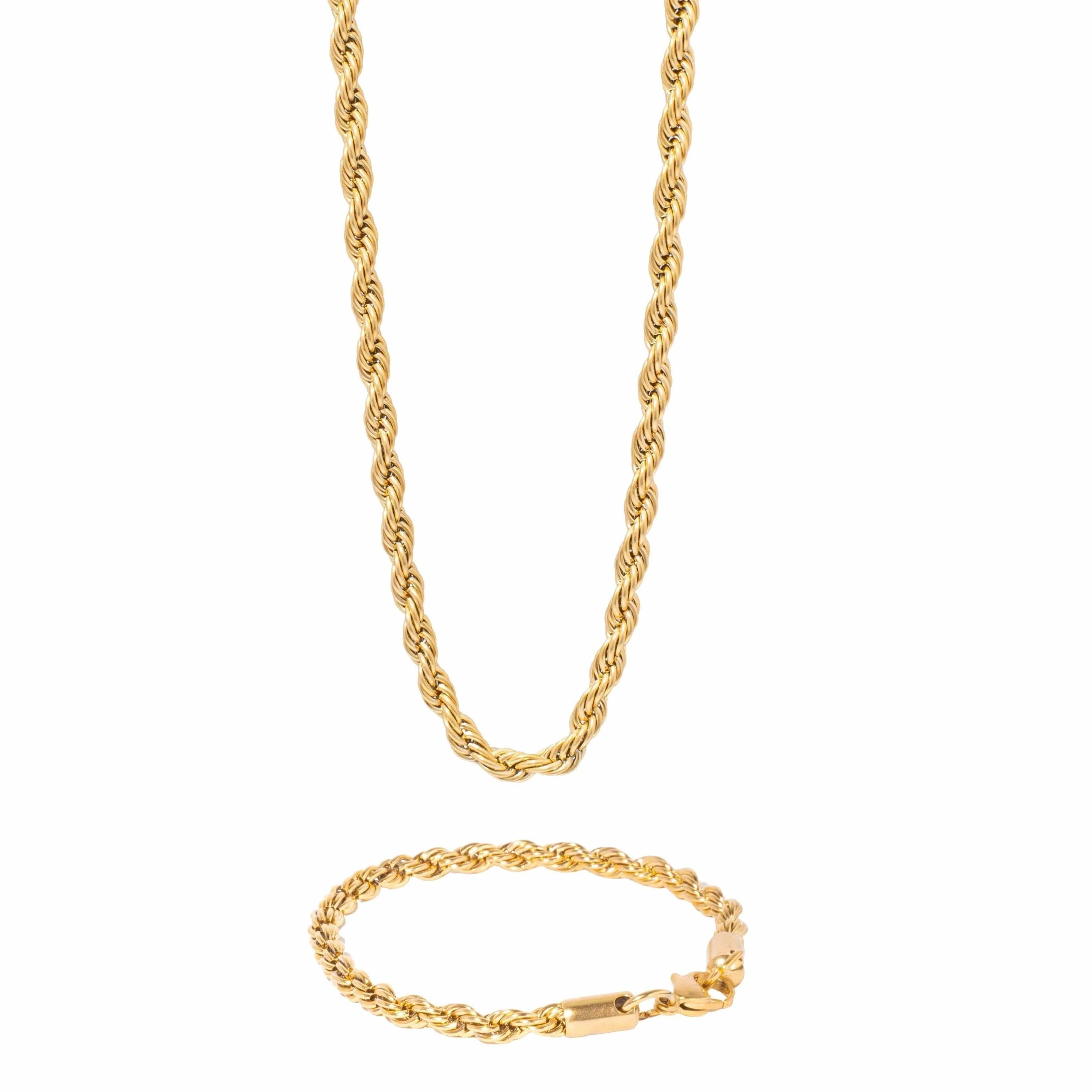 6MM Rope Chain + Bracelet - Gold - Image 3