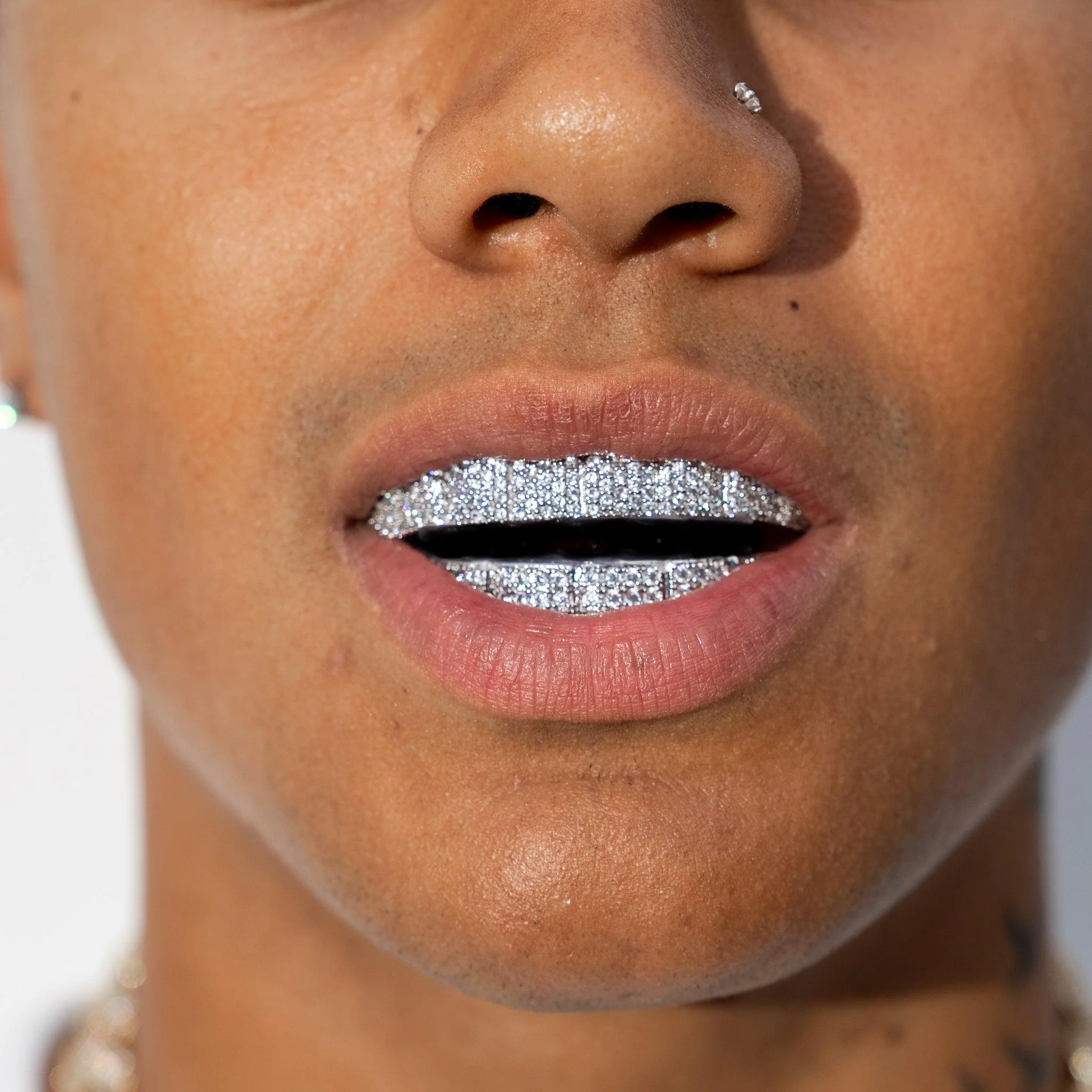 8 Tooth Moissanite Diamond Grills - Silver - D Color - IF