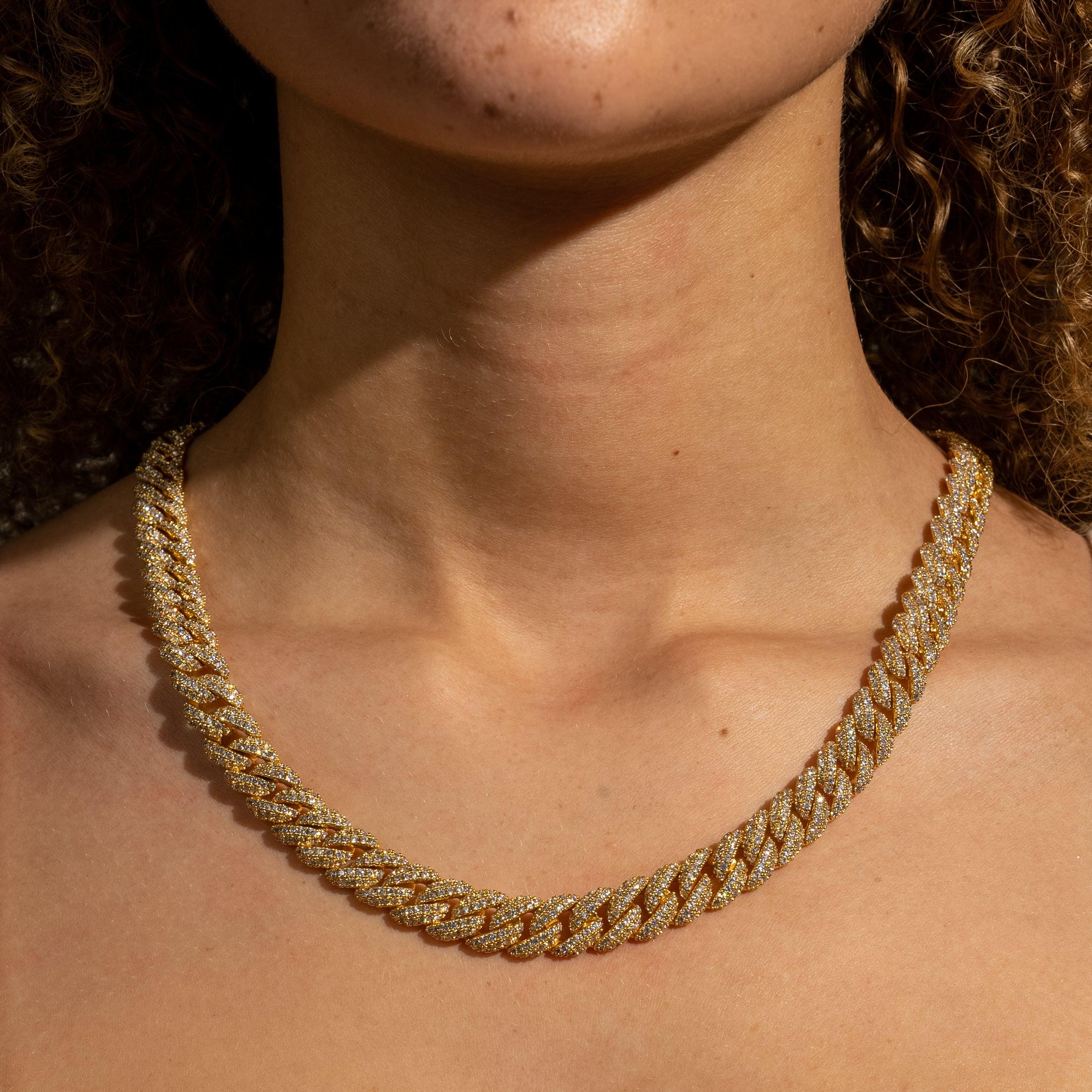 8mm Iced Cuban Link Chain - Gold