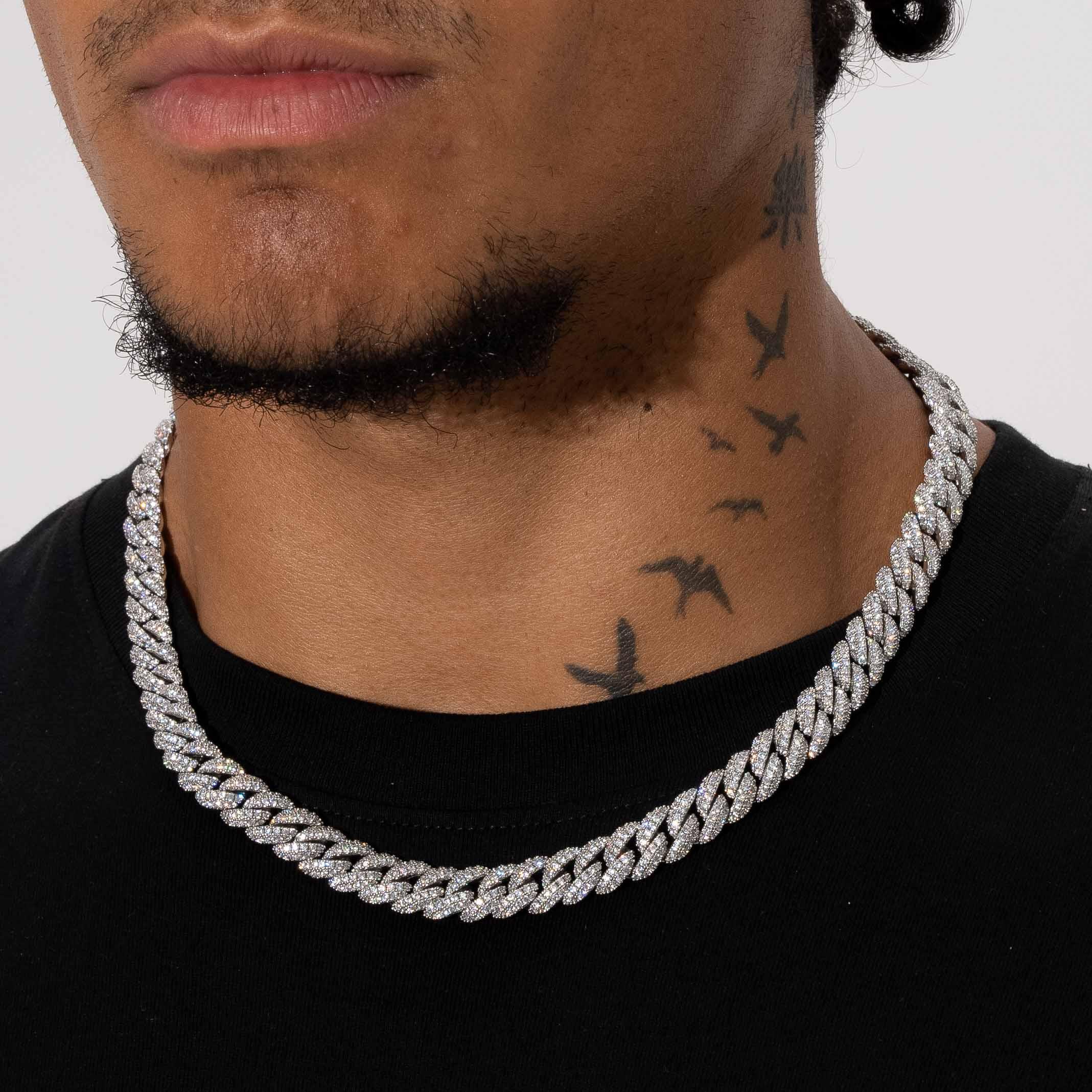 8mm Iced Cuban Link Chain - White Gold - Image 3