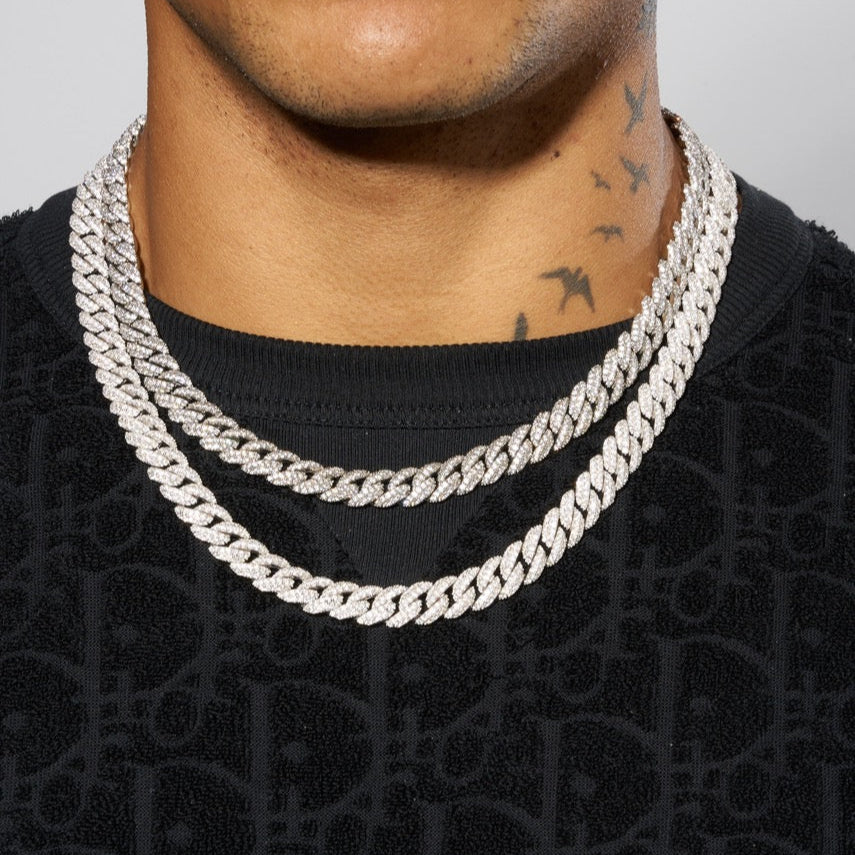 8mm Iced Cuban Link Chain - White Gold - Image 4