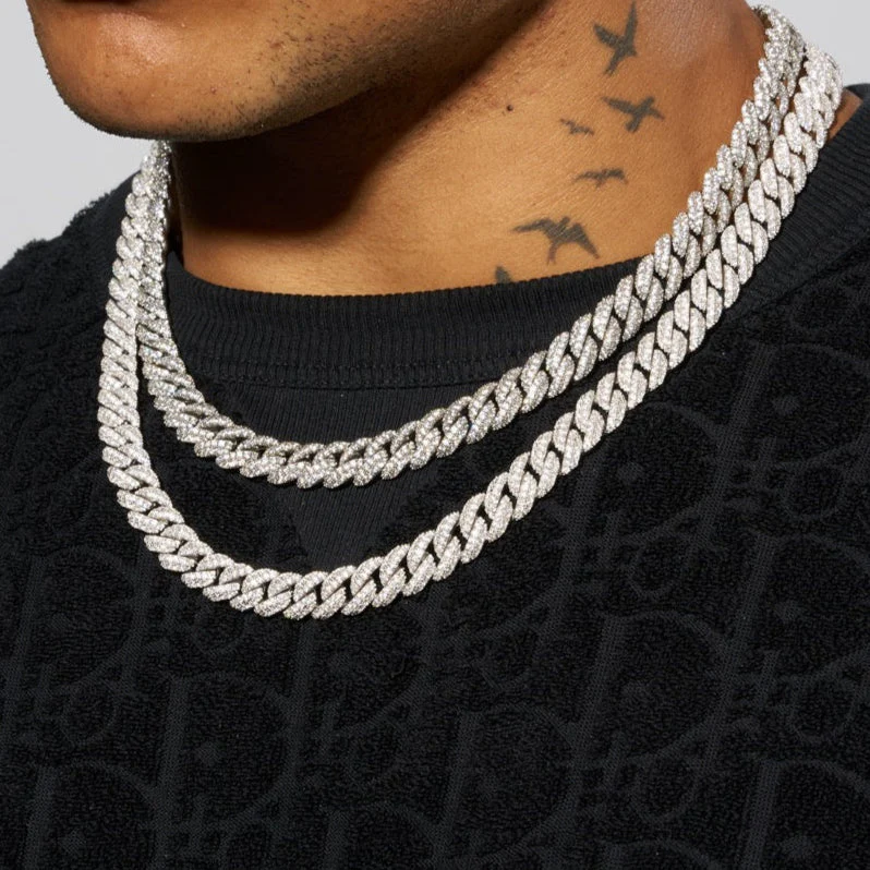 8mm Iced Cuban Link Chain - White Gold - Image 5