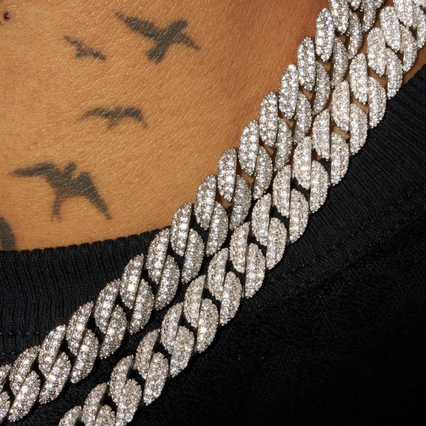 8mm Iced Cuban Link Chain - White Gold - Image 6