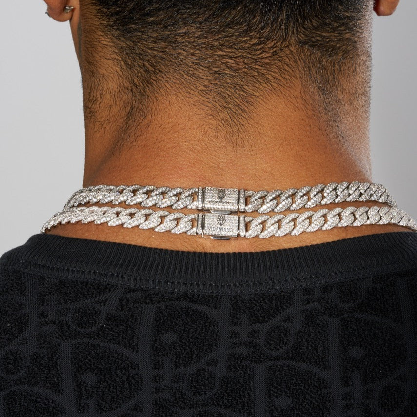 8mm Iced Cuban Link Chain - White Gold - Image 7