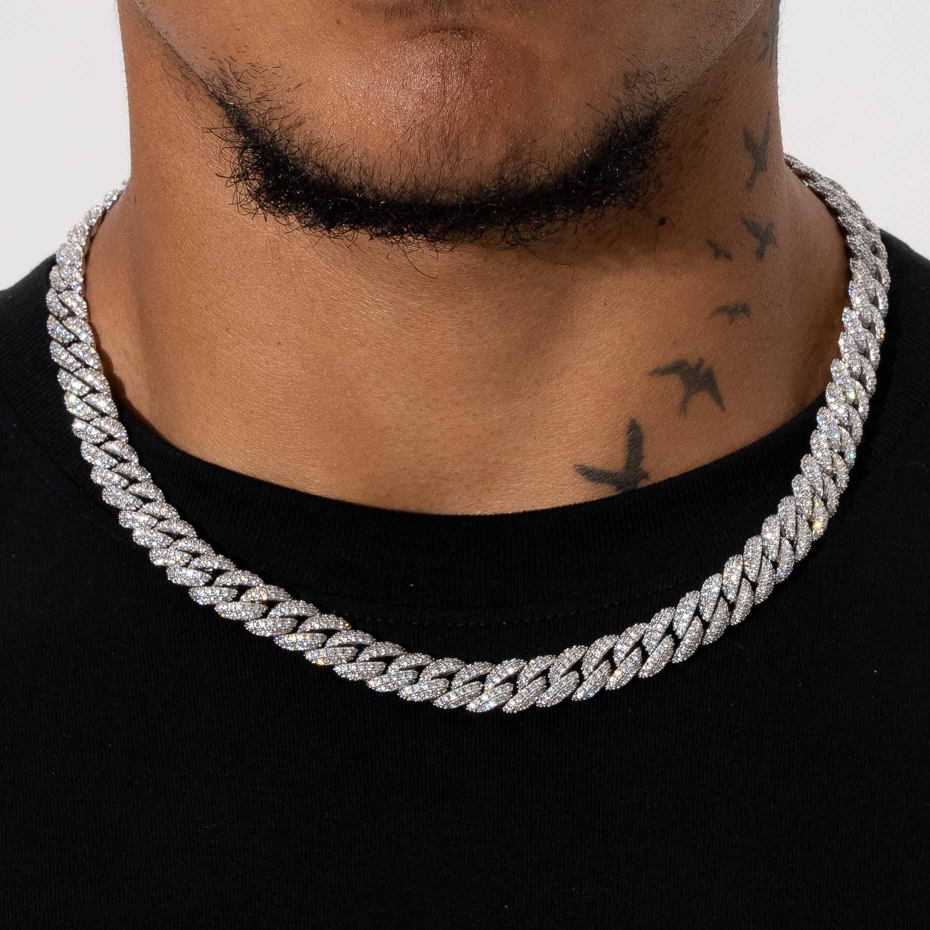 8mm Iced Cuban Link Chain - White Gold - Image 9