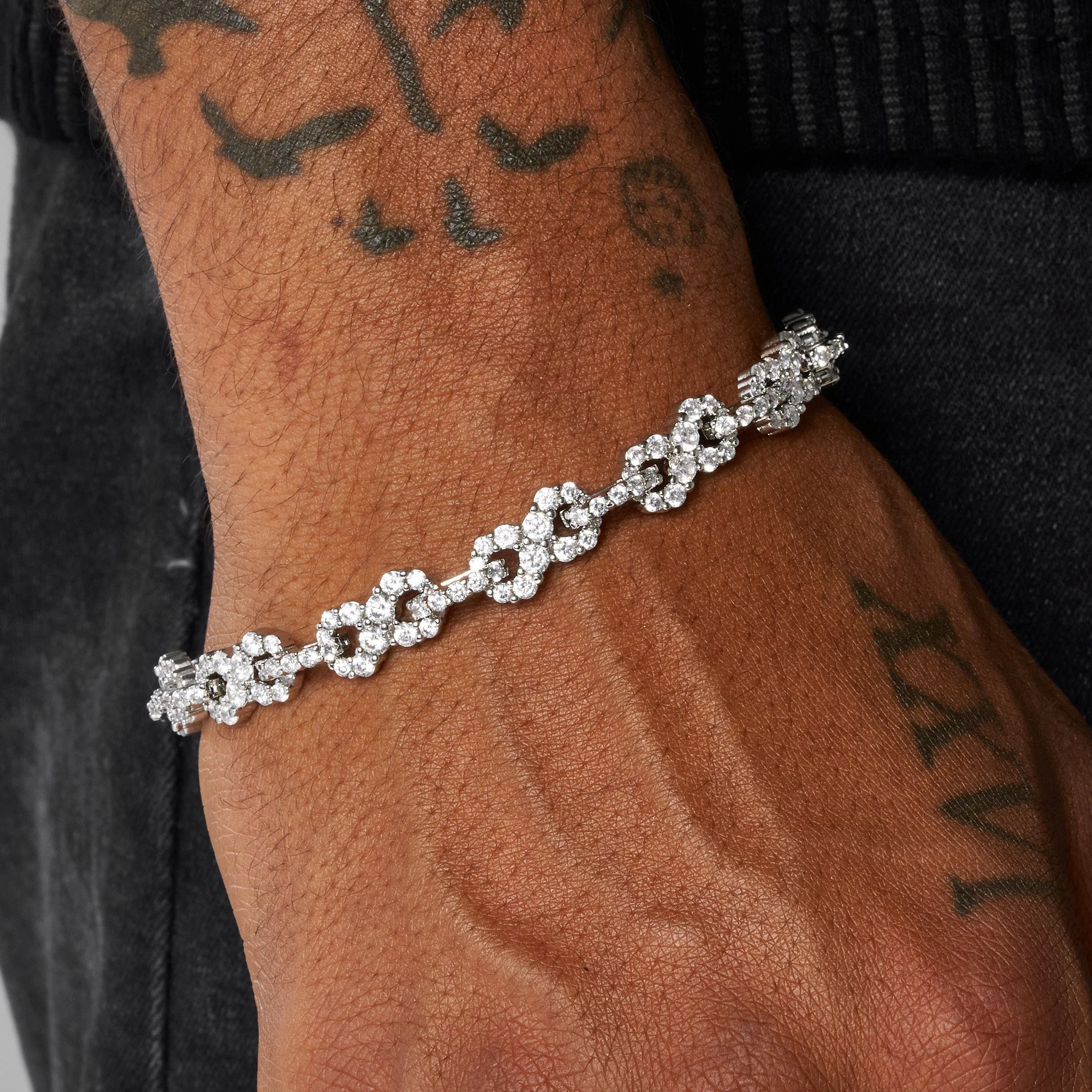8mm ICED INFINITY BRACELET - WHITE GOLD - Image 3