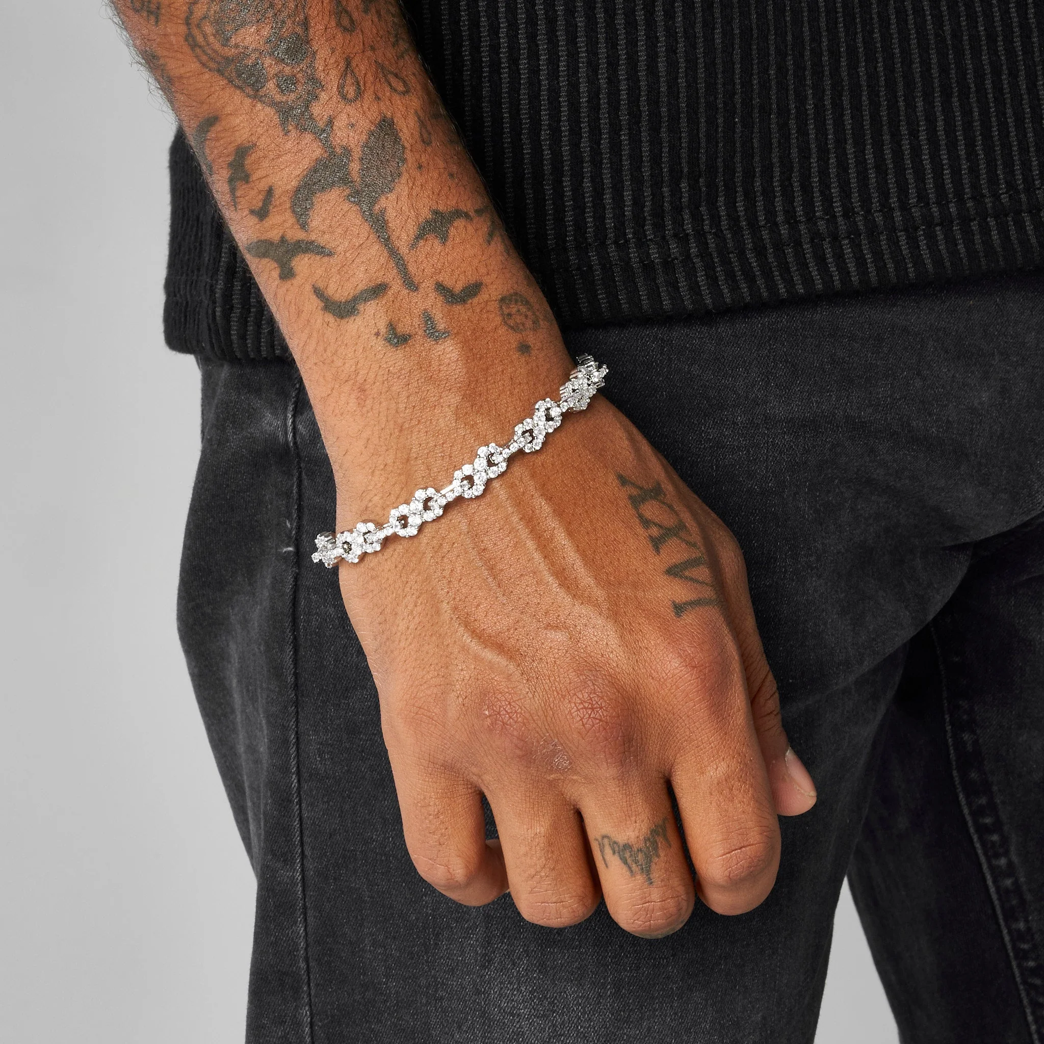 8mm ICED INFINITY BRACELET - WHITE GOLD - Image 4