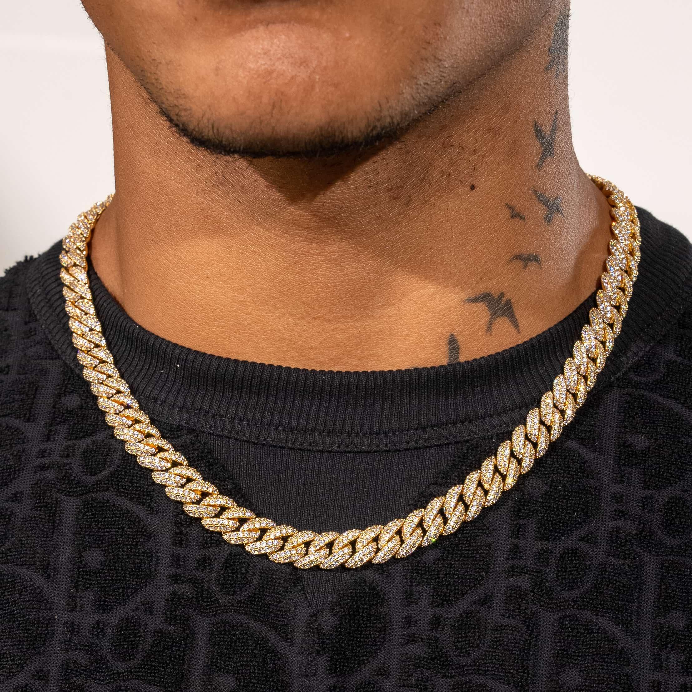 8mm Moissanite Cuban Link Chain - 18k Vermeil - D Color - IF