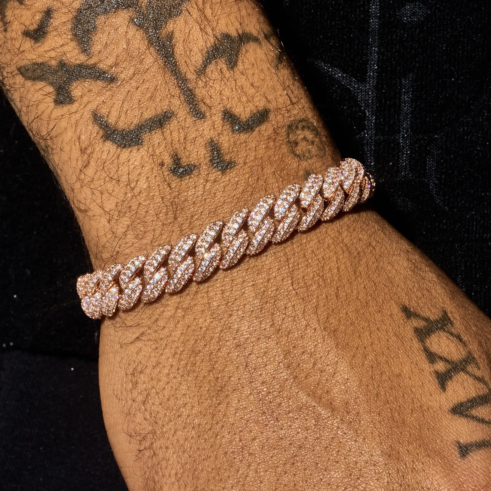 8mm Iced Cuban Link Bracelet - Rose Gold - Image 3