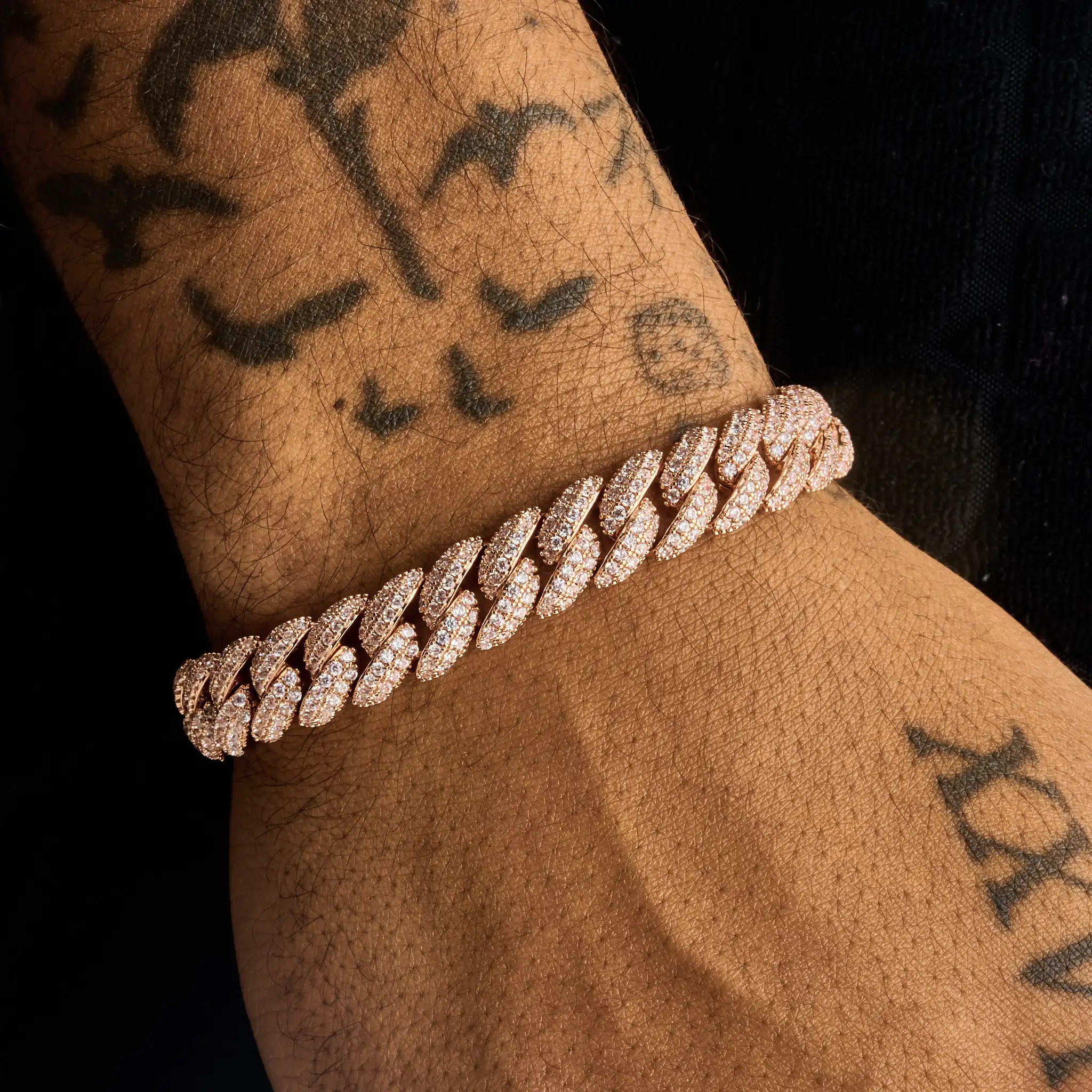 8mm Iced Cuban Link Bracelet - Rose Gold - Image 4