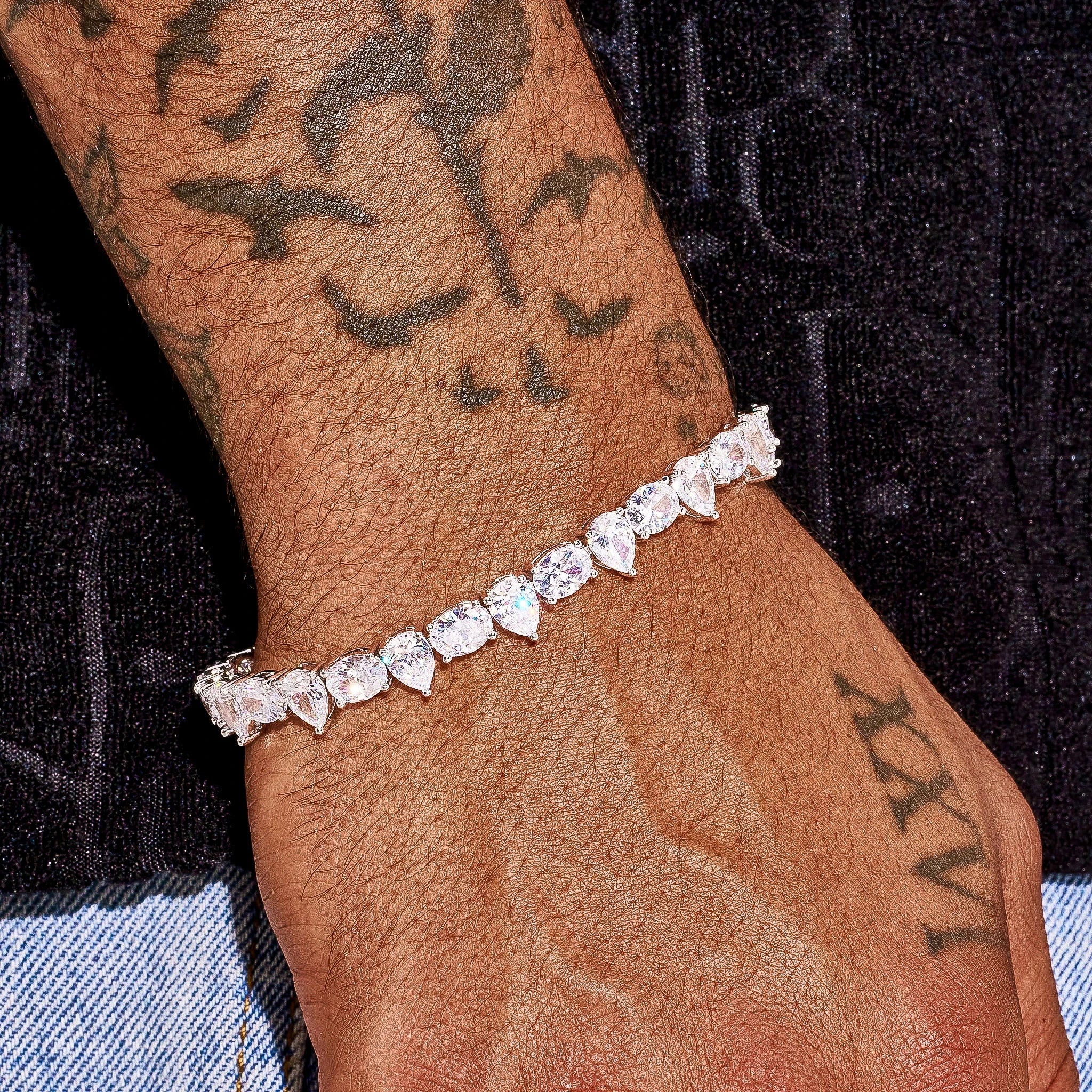 Moissanite Opal and Pear Tennis Bracelet - Silver - D Color - IF - Image 4