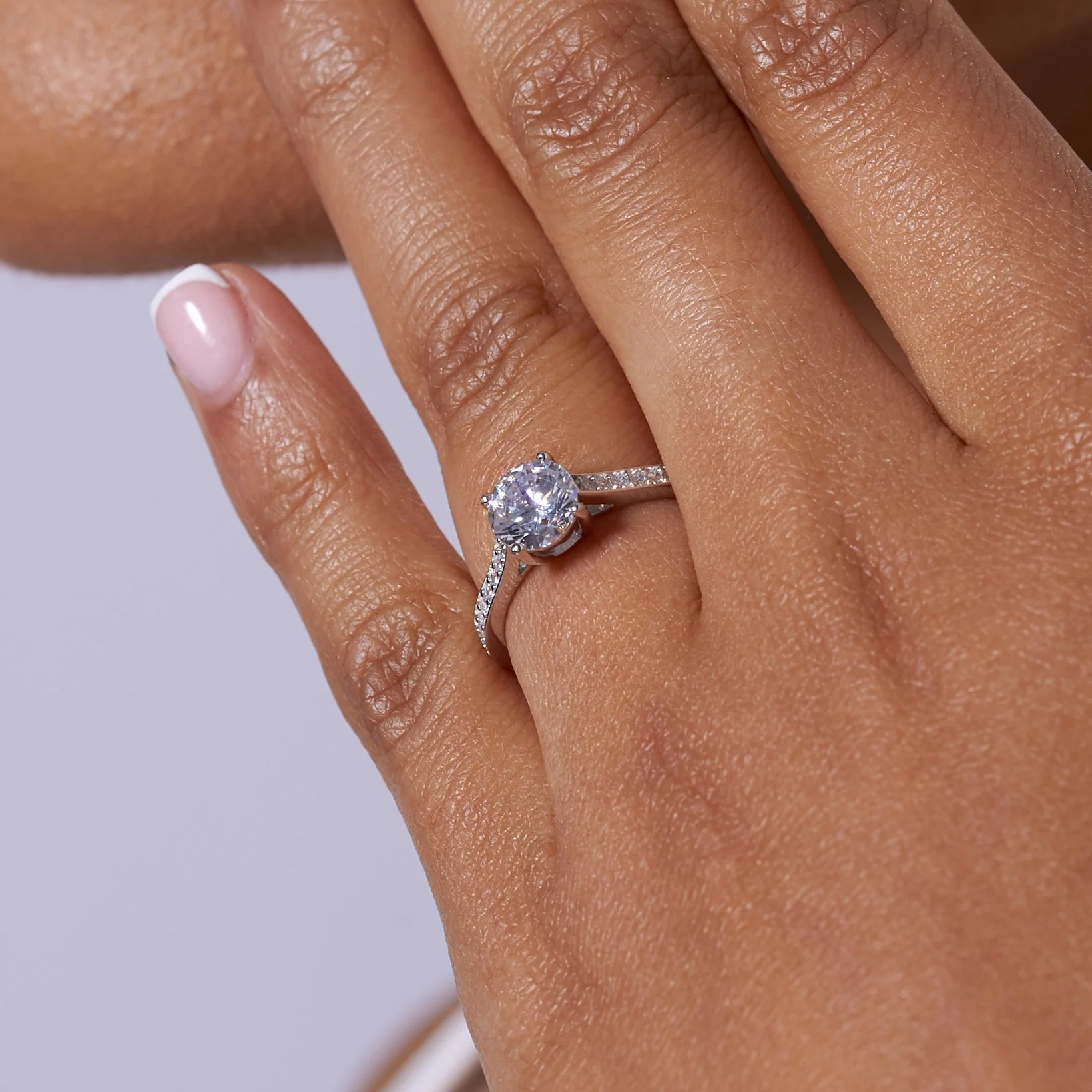 Chanel Set Round Cut Moissanite Engagement Ring - Image 2
