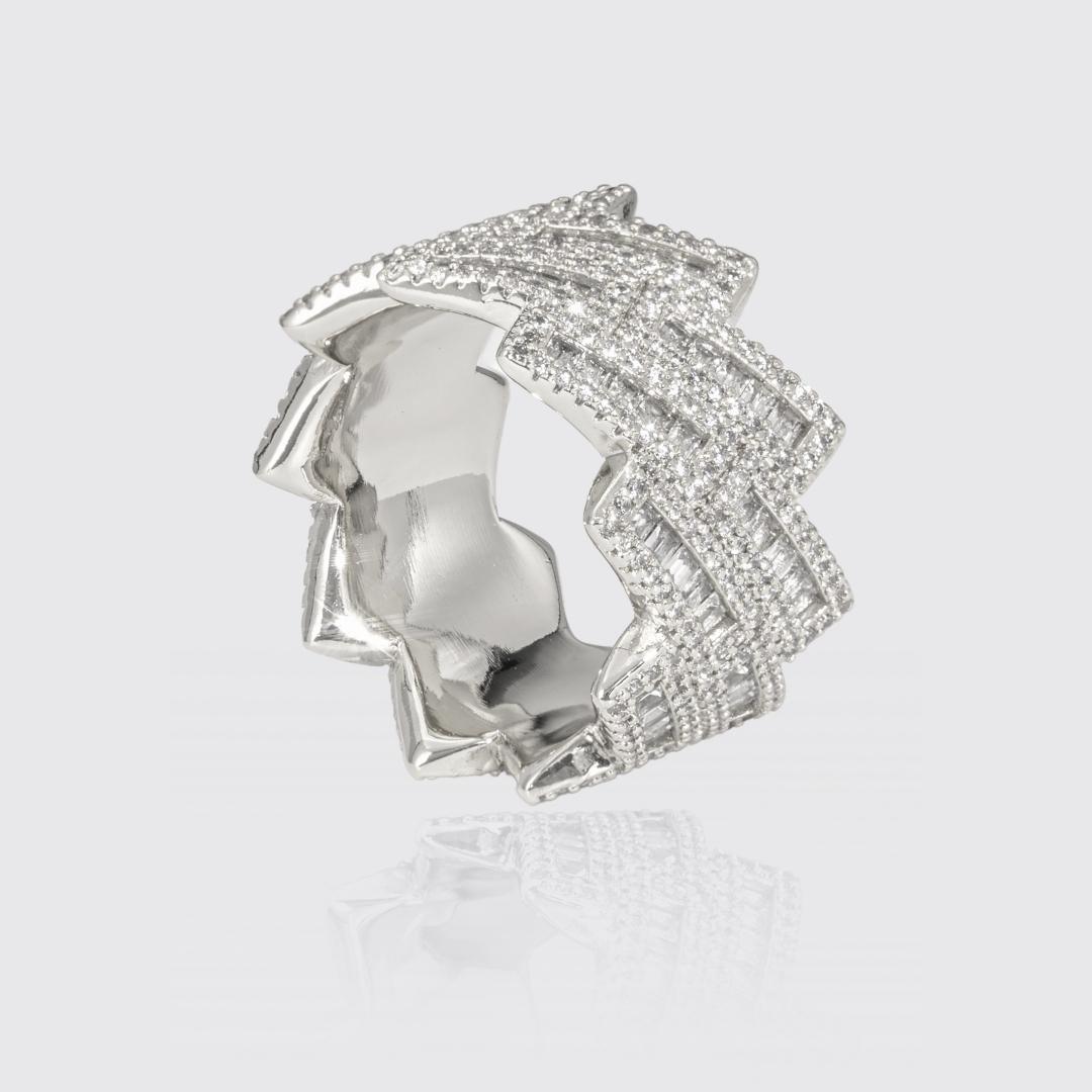Cuban Prong Baguette Ring - White Gold - Image 2