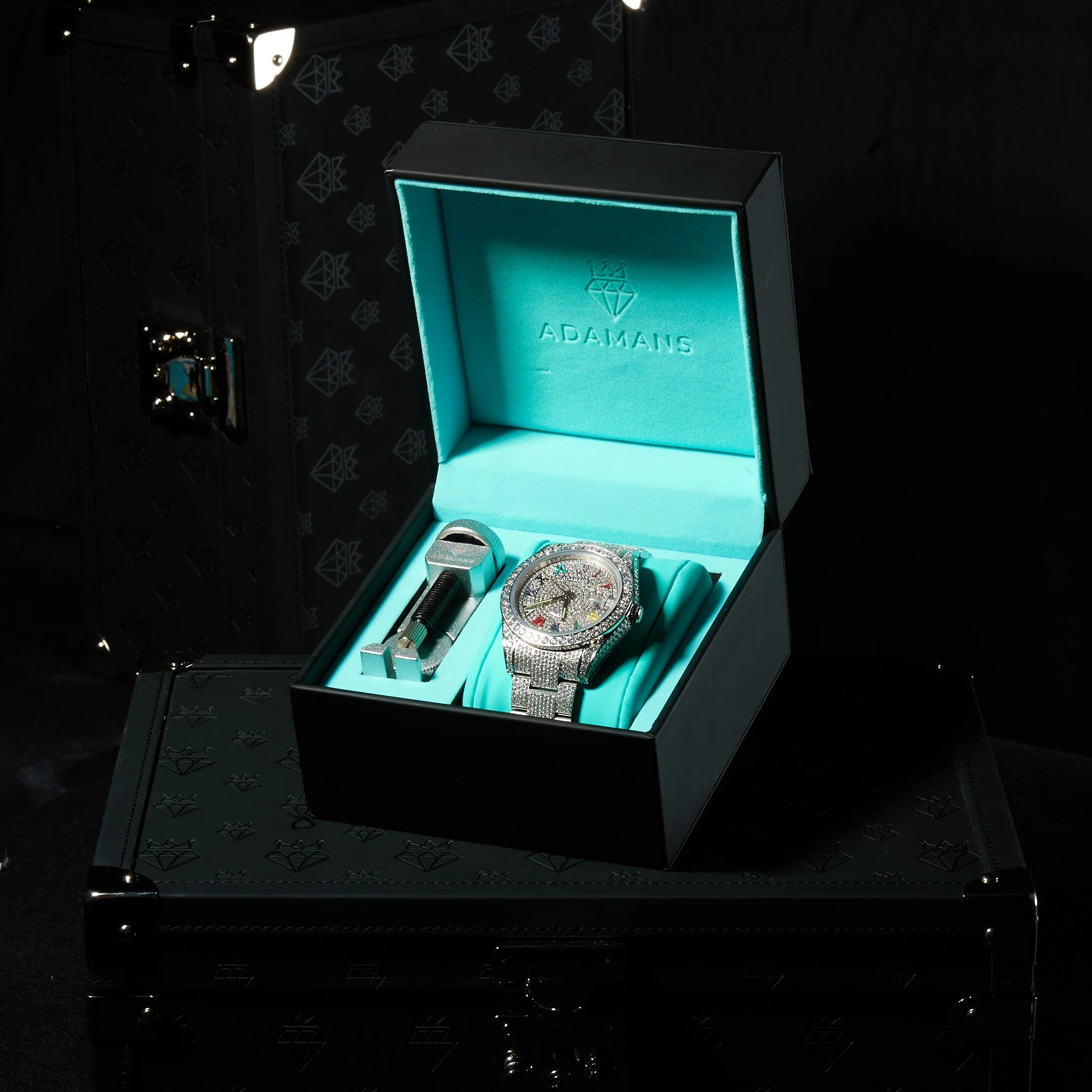 Custom Colored Numeral Dial VVs Diamond Watch - White Gold - Image 3