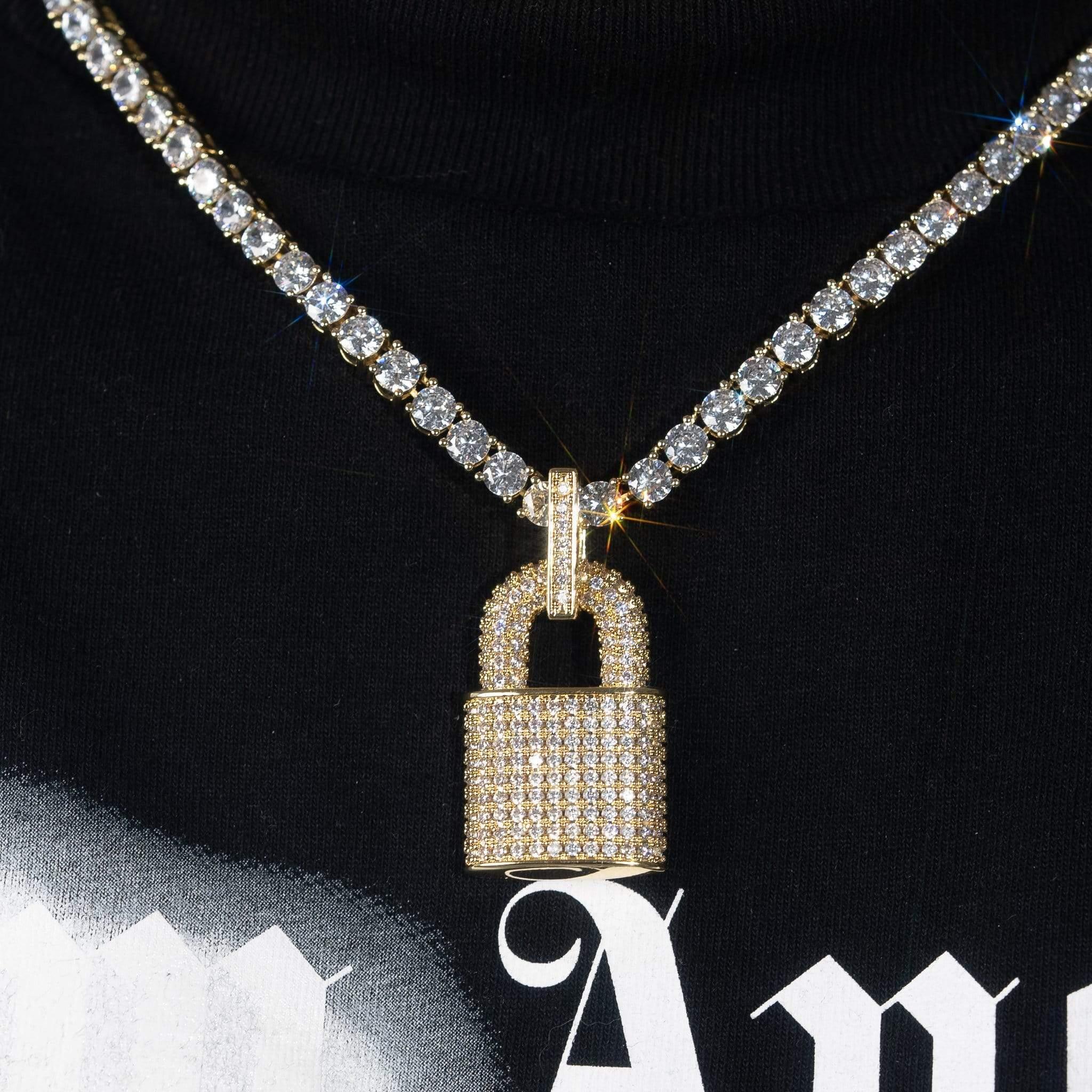 Diamond Lock Pendant - Gold - Image 2