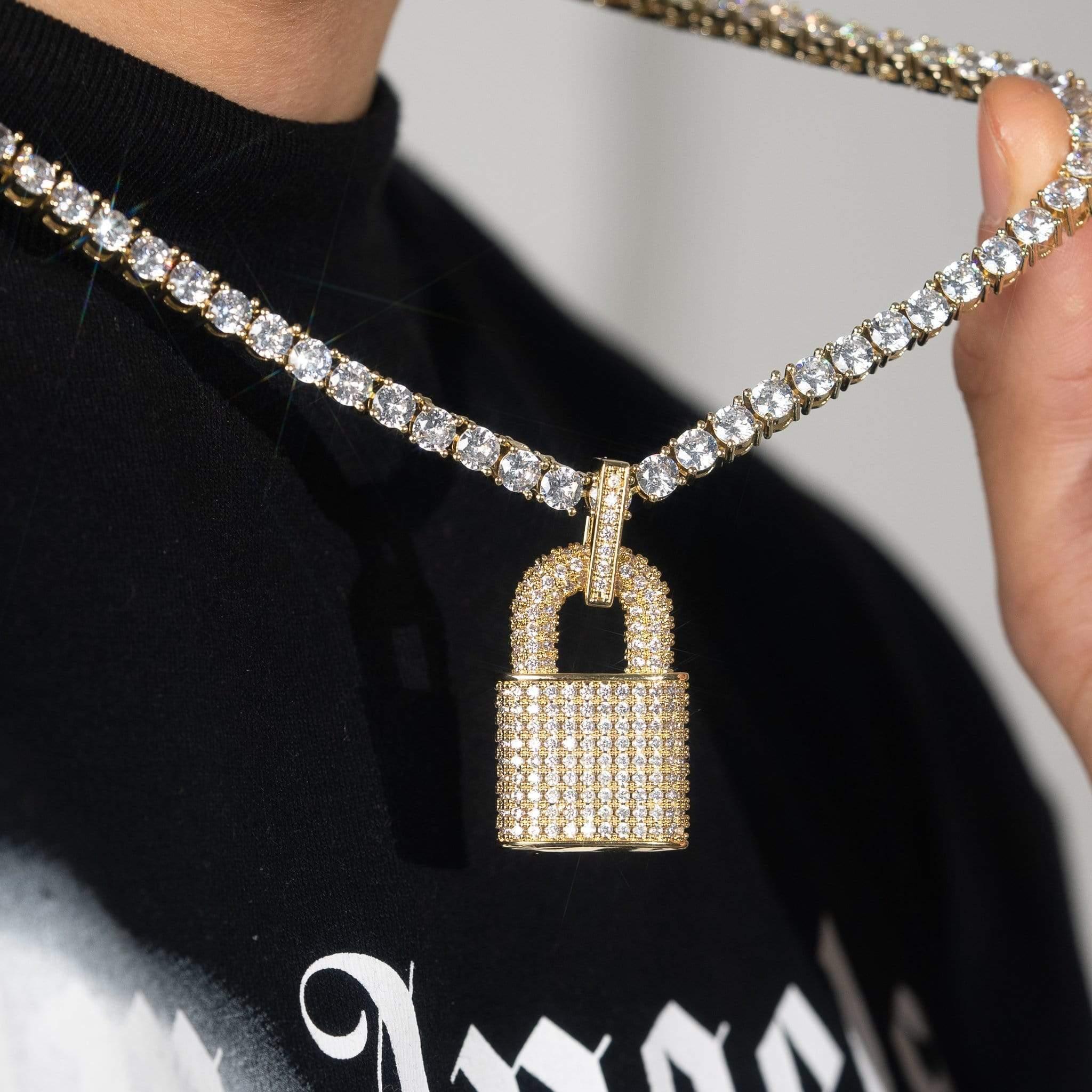 Diamond Lock Pendant - Gold - Image 3