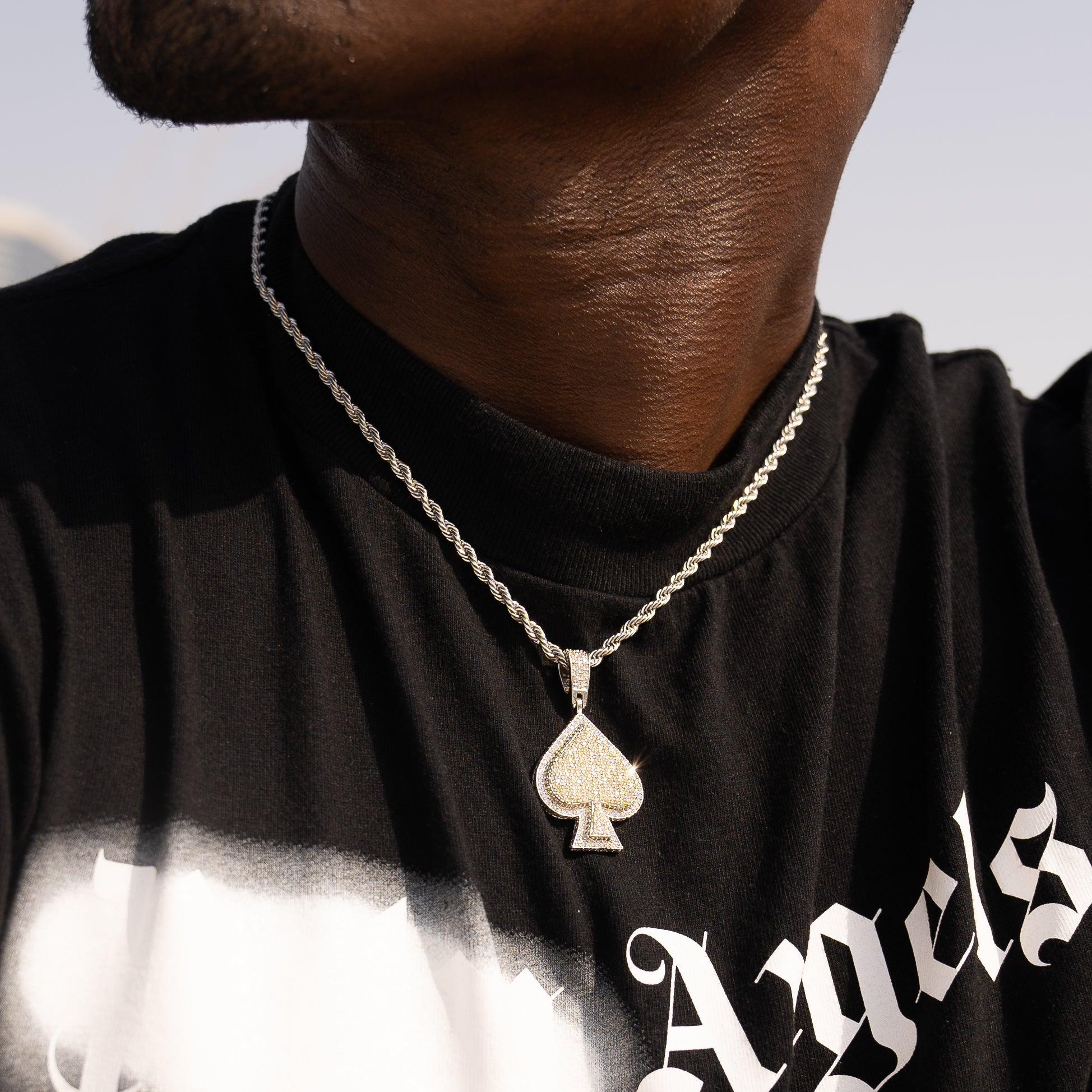 Iced Ace Pendant - White Gold - Image 2