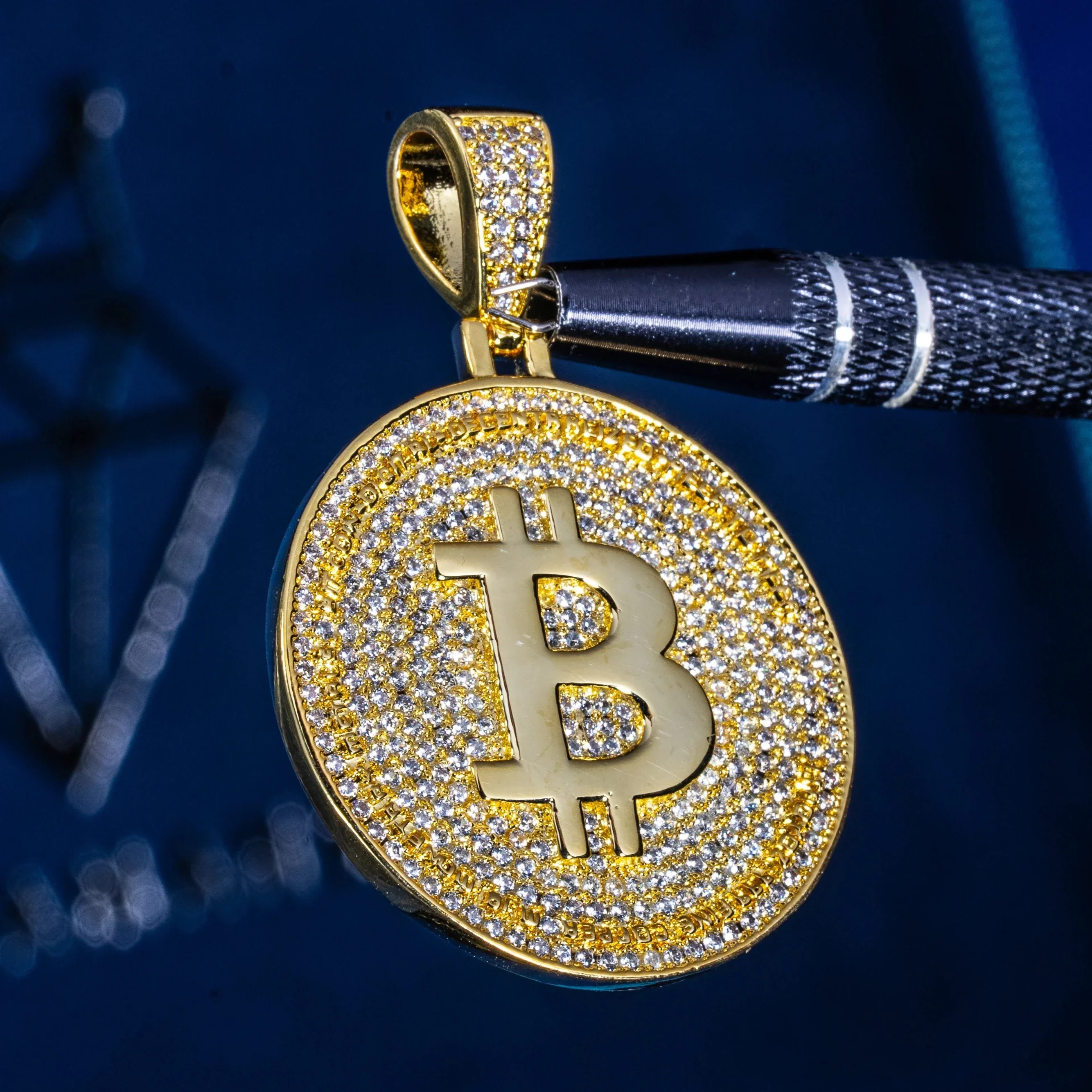 Iced Bitcoin Pendant - Gold - Image 3