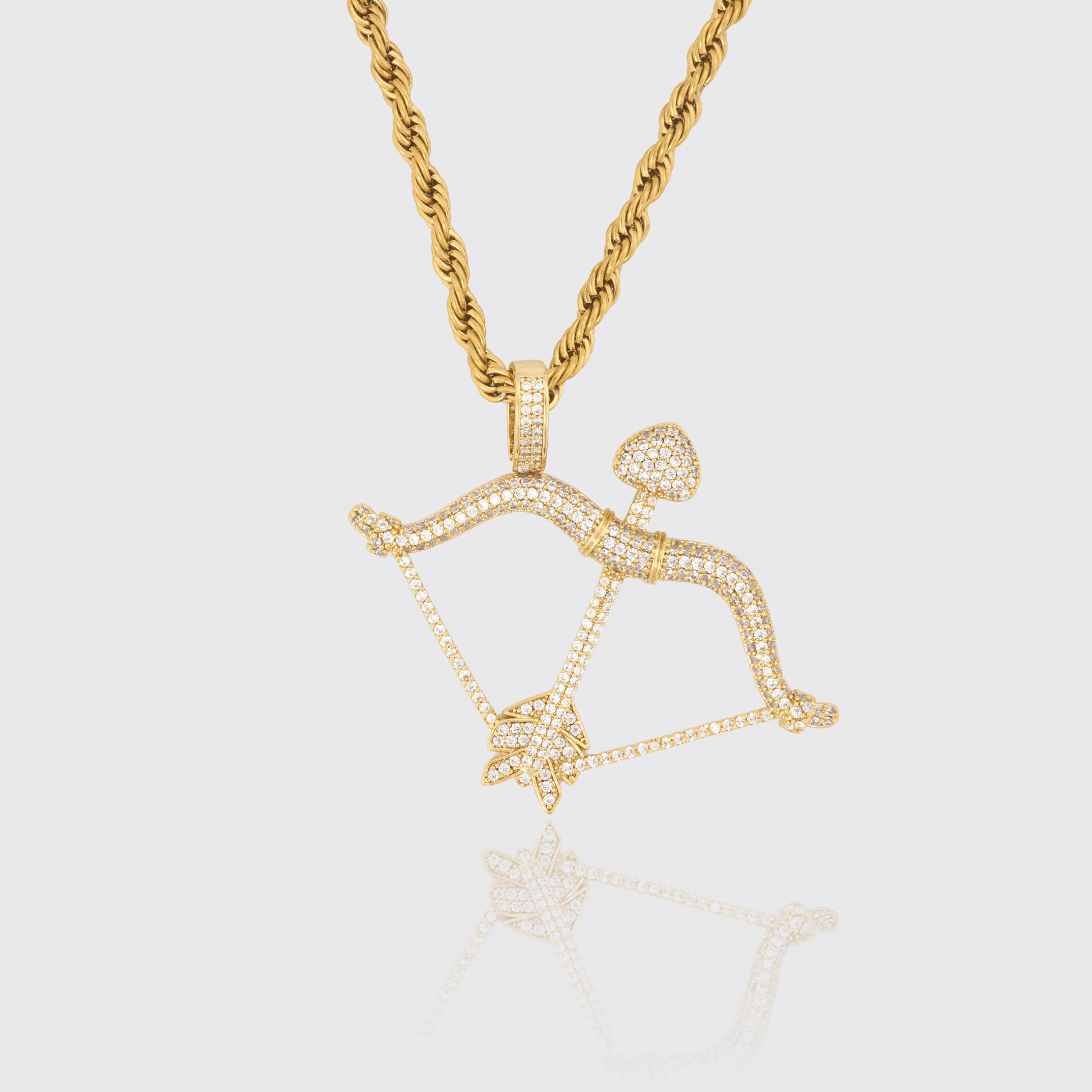Iced Bow Pendant - Gold - Image 2