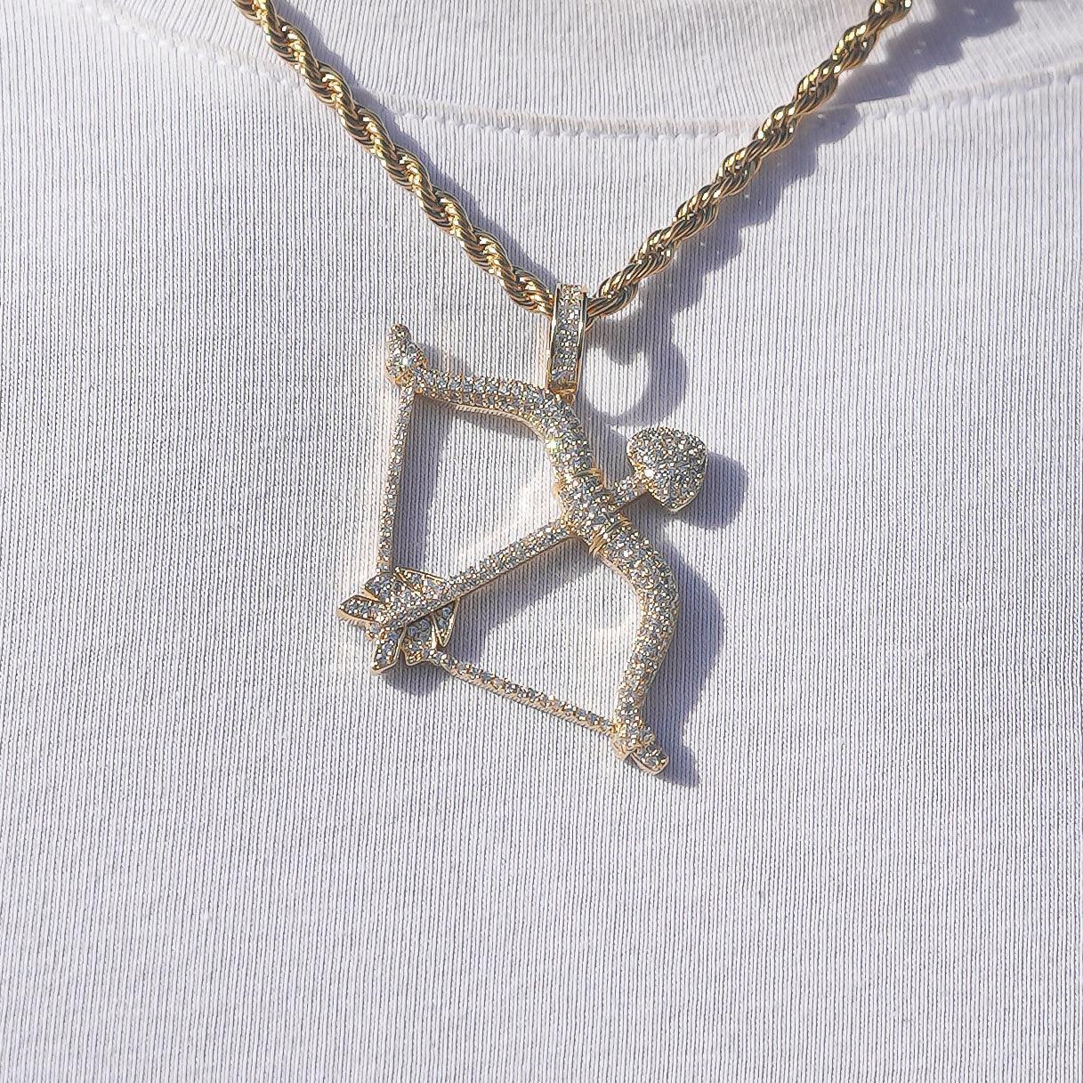Iced Bow Pendant - Gold - Image 4