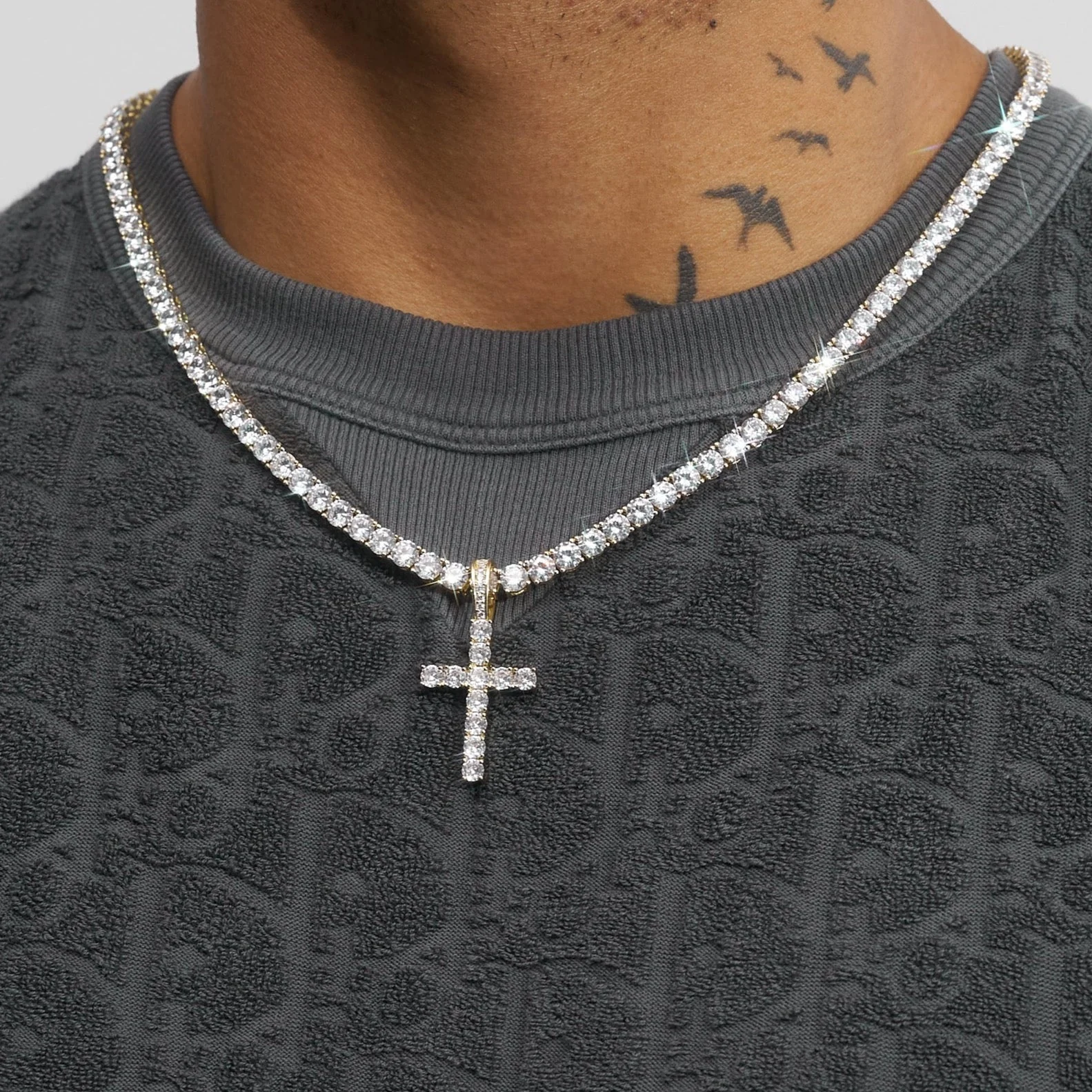 Diamond Cross Pendant - Gold - Image 4
