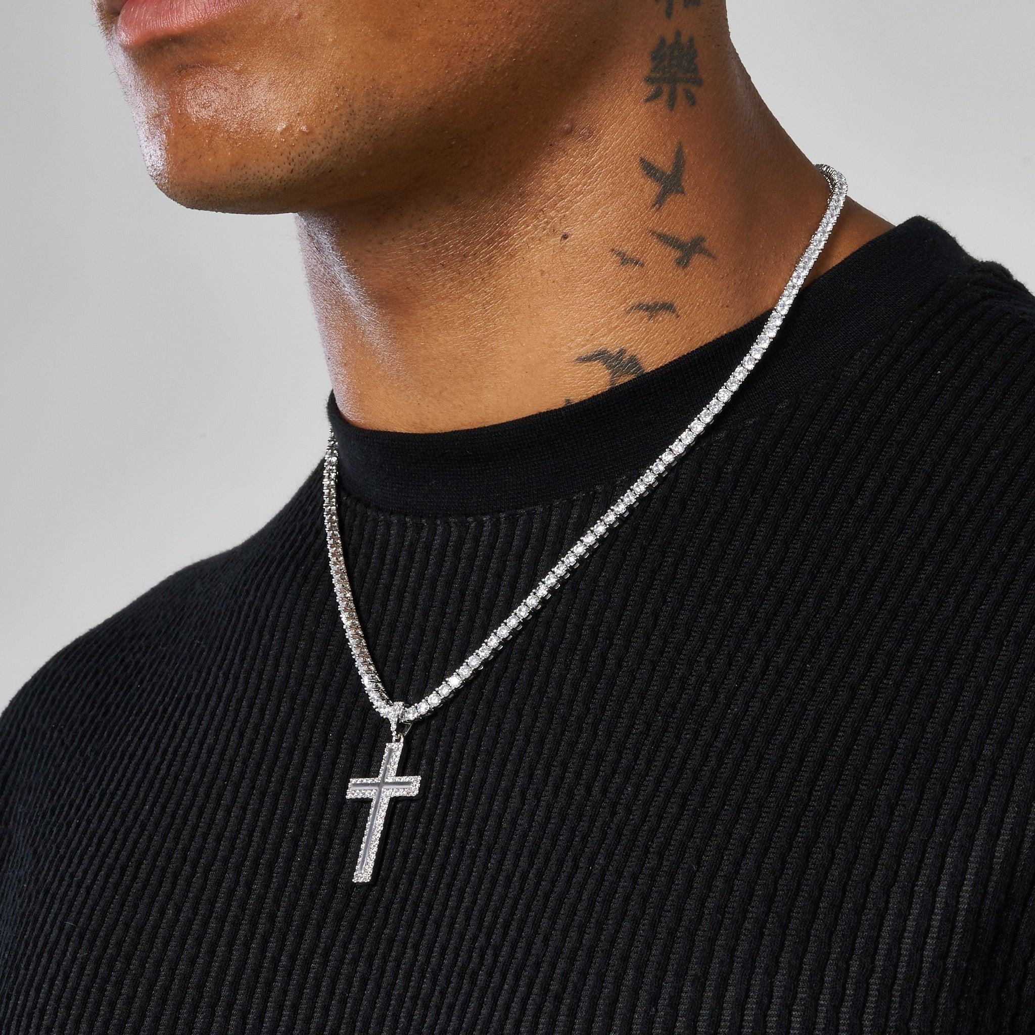ICED CROSS PENDANT - White Gold - Image 6