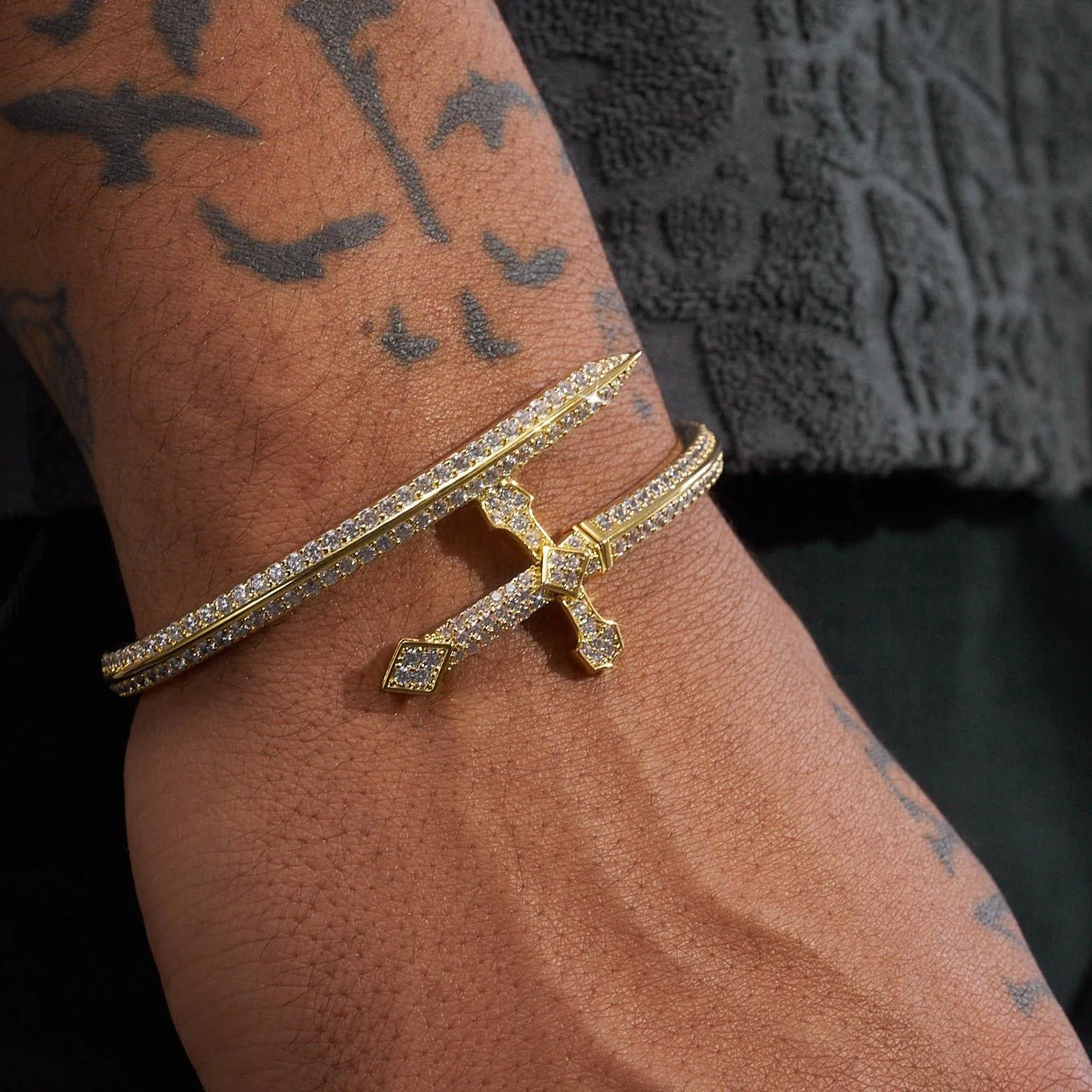 Iced Dagger Bracelet - Gold - Image 2