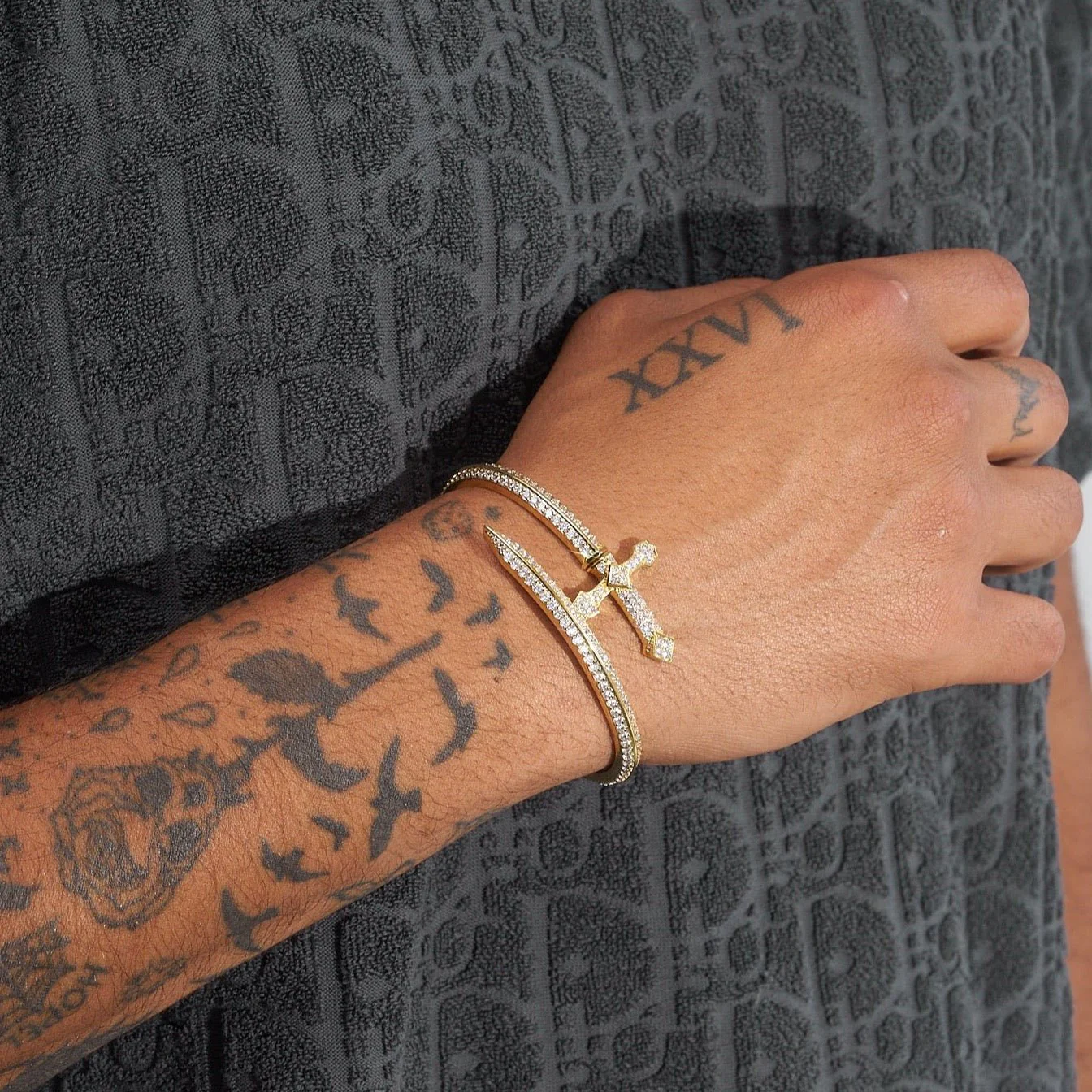 Iced Dagger Bracelet - Gold - Image 3