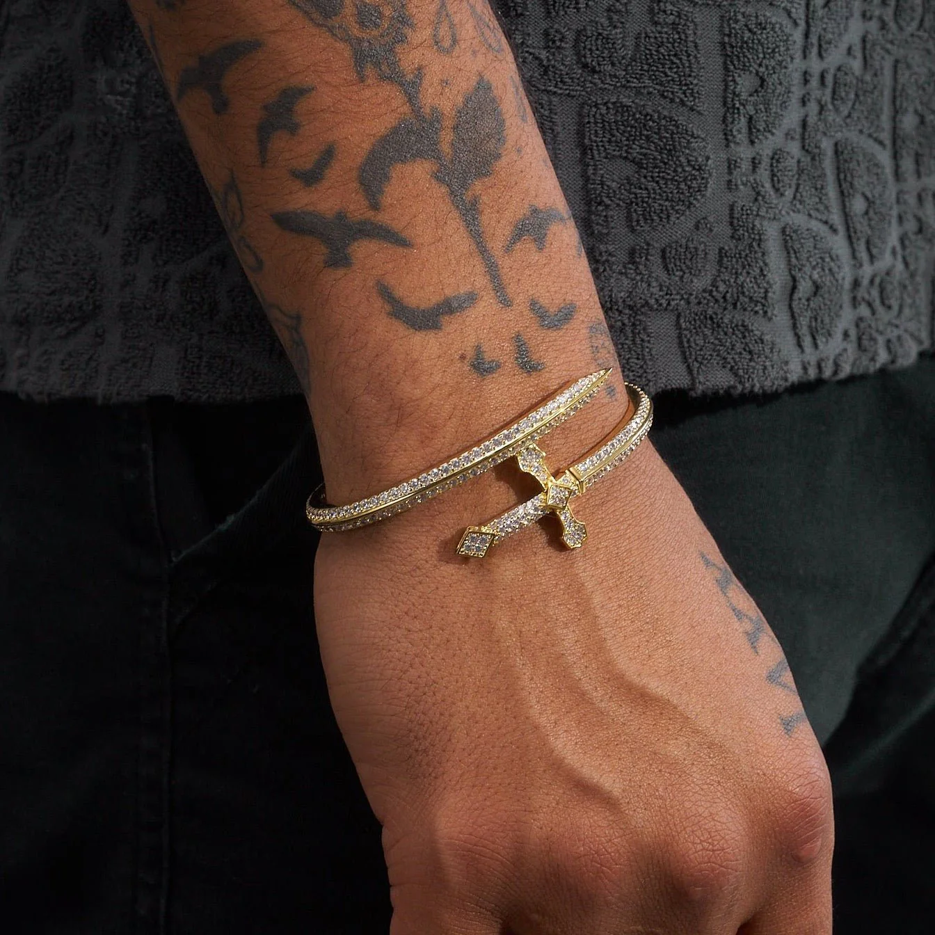 Iced Dagger Bracelet - Gold - Image 4