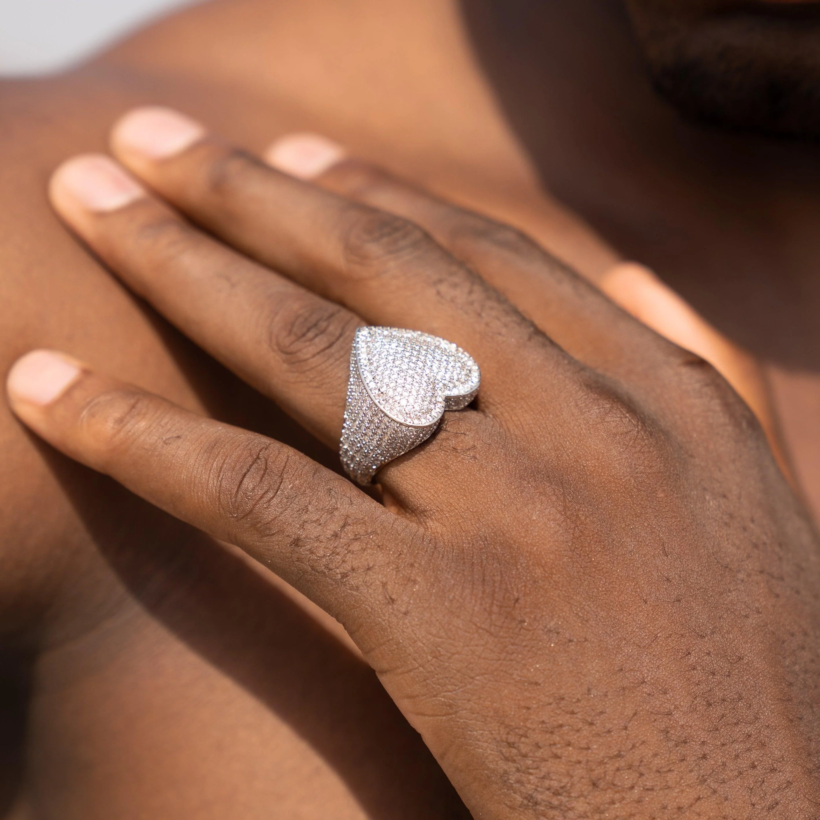 Iced Heart Ring - White Gold - Image 4