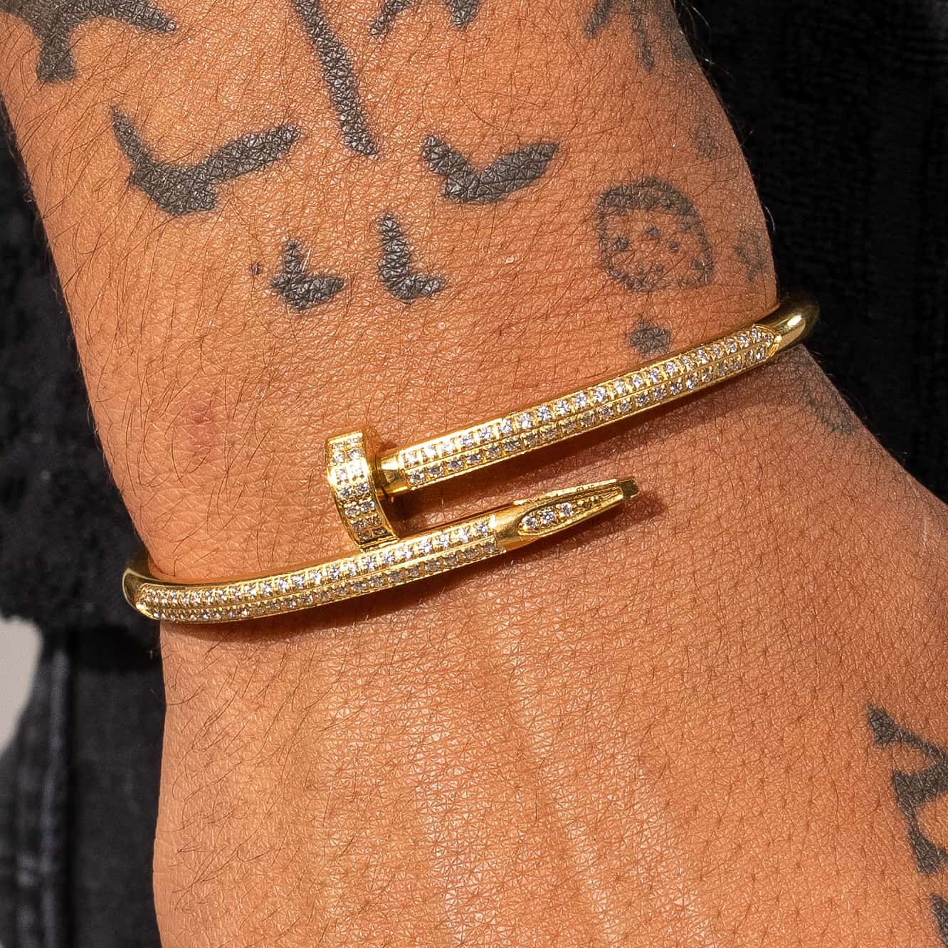 Iced Nail Bracelet - Gold - Image 2