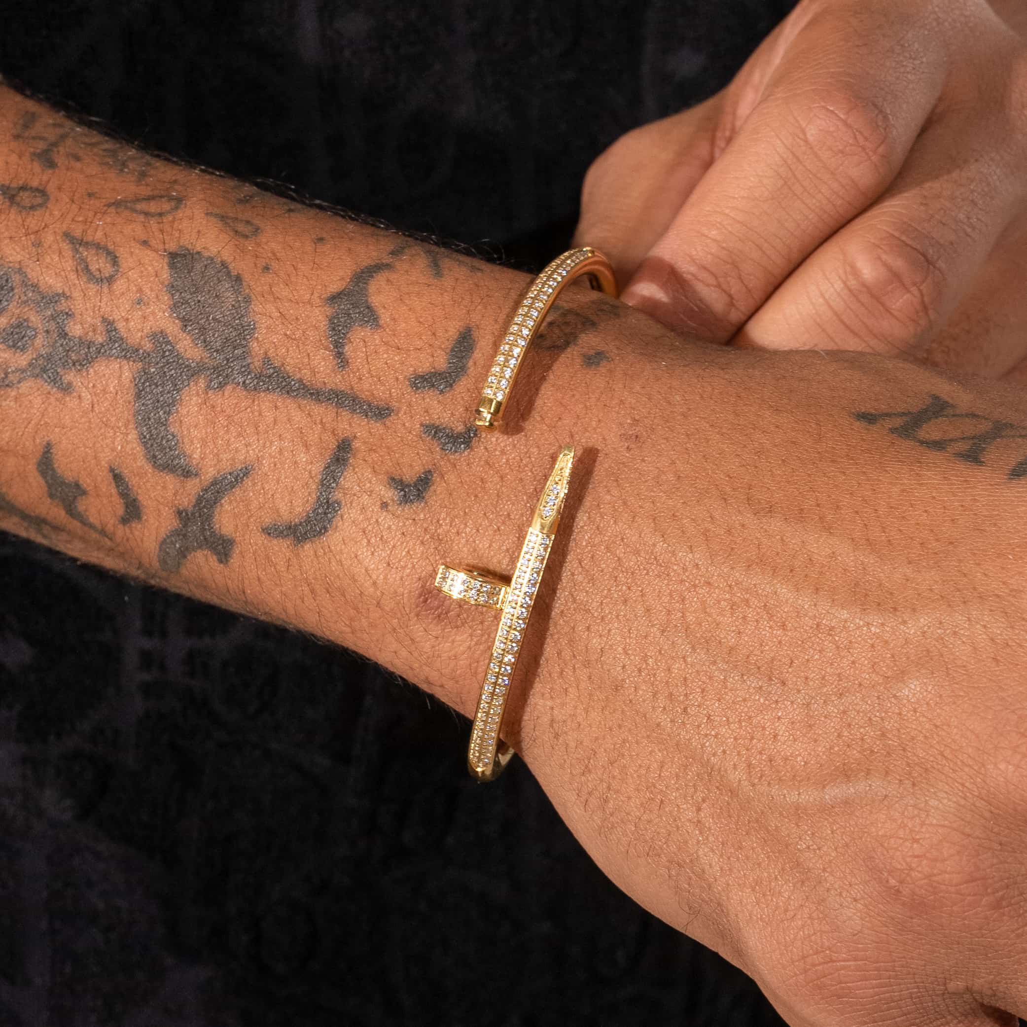 Iced Nail Bracelet - Gold - Image 3