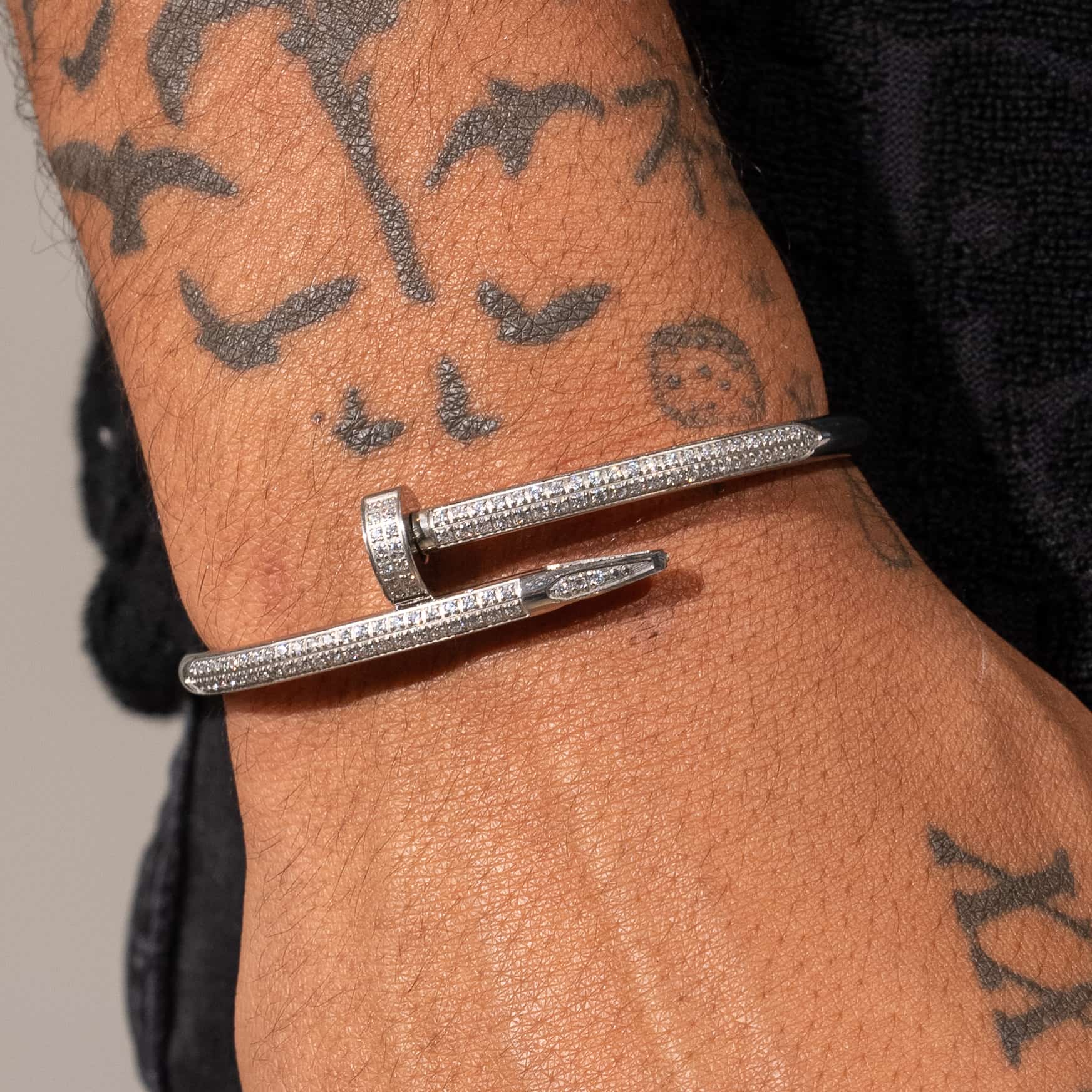 Iced Nail Bracelet - White Gold - Image 2