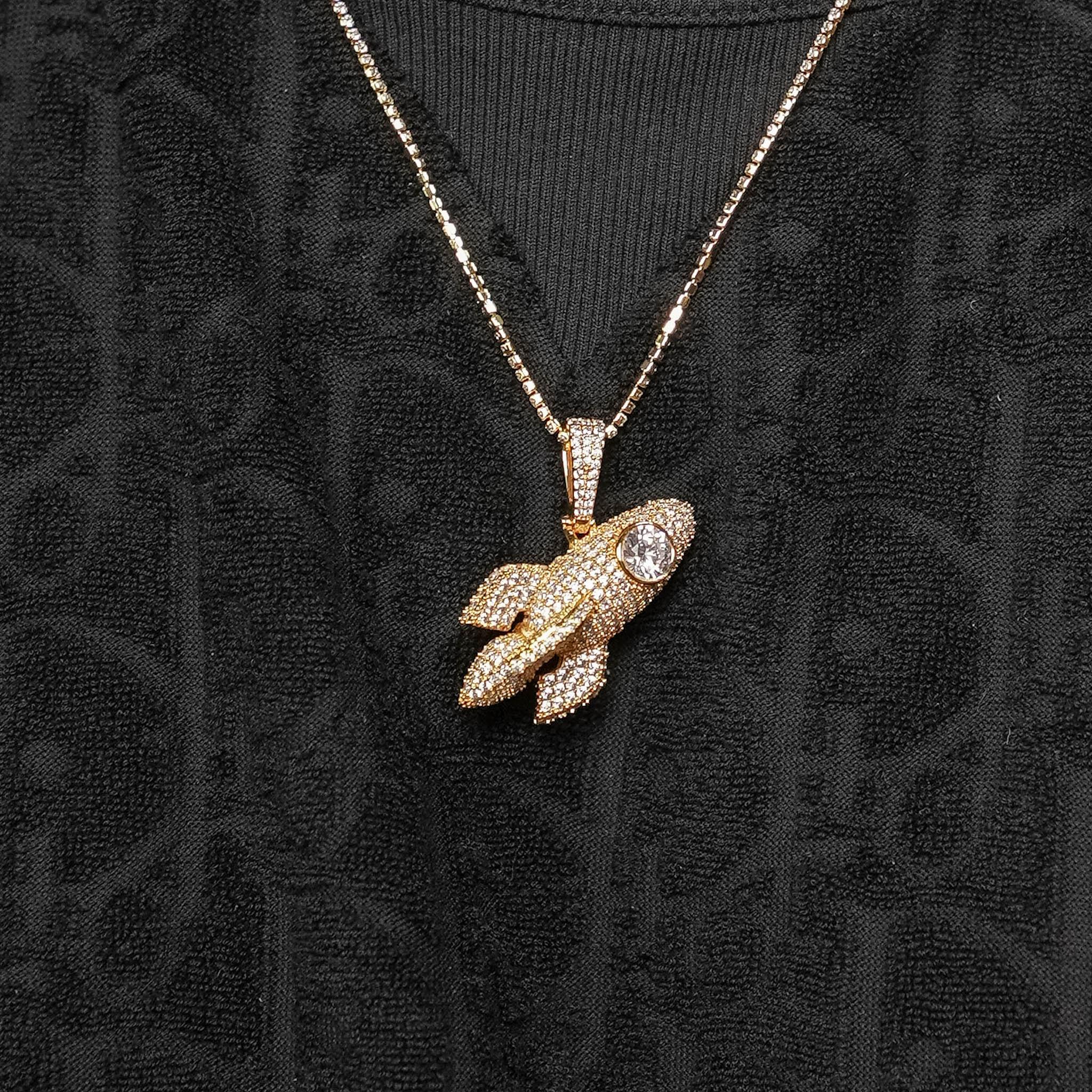 Iced Rocket Pendant - Gold - Image 2
