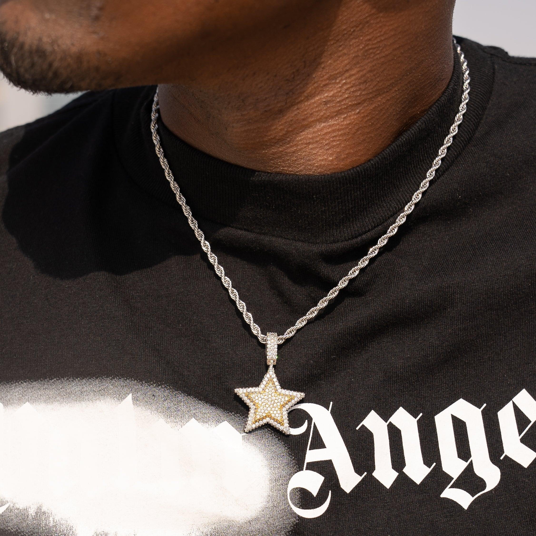 Iced Star Pendant - White Gold - Image 2